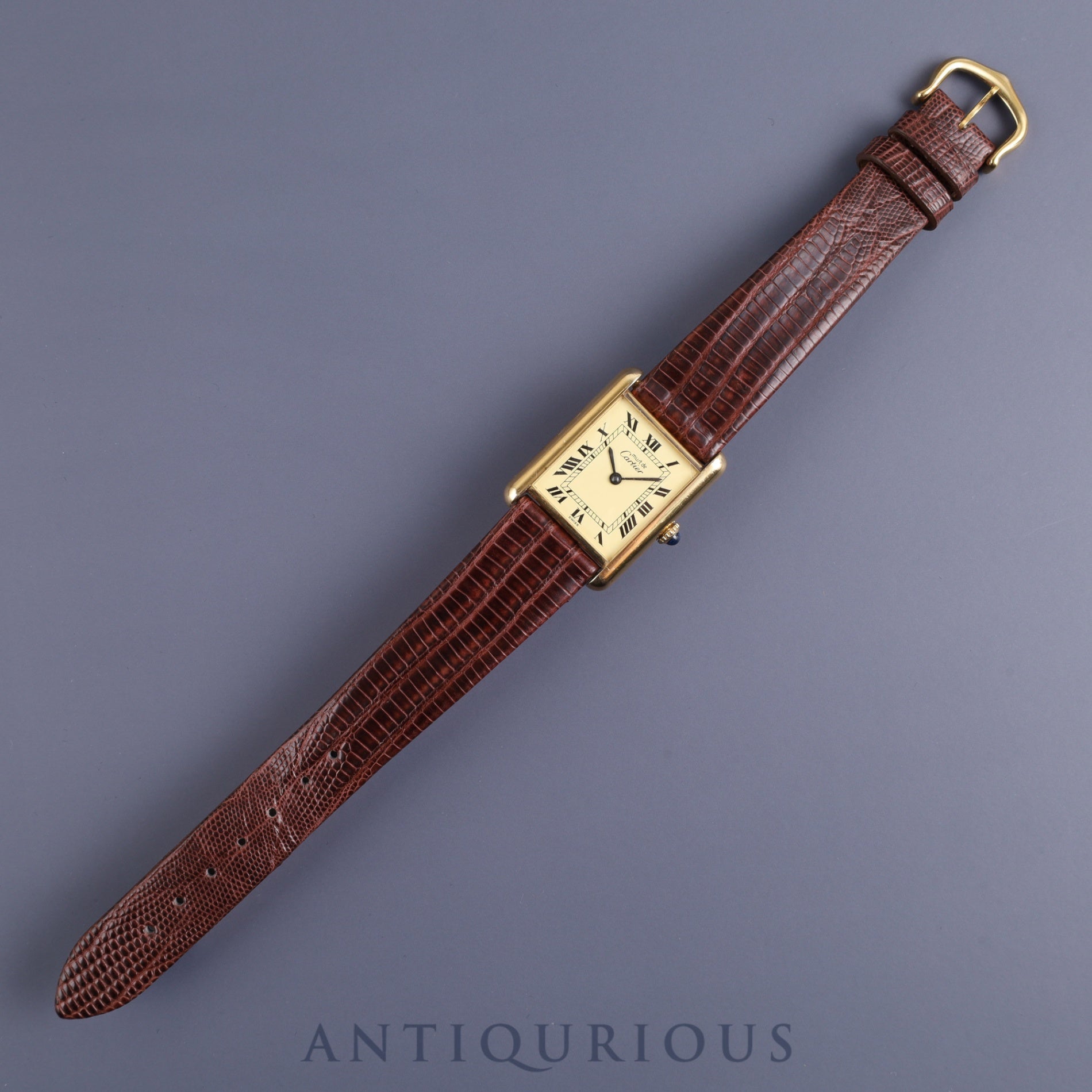 Cartier Must Tank LM Manual winding Cal.78-1 SV925 Leather Genuine buckle (GP) Ivory Roman dial Overhauled