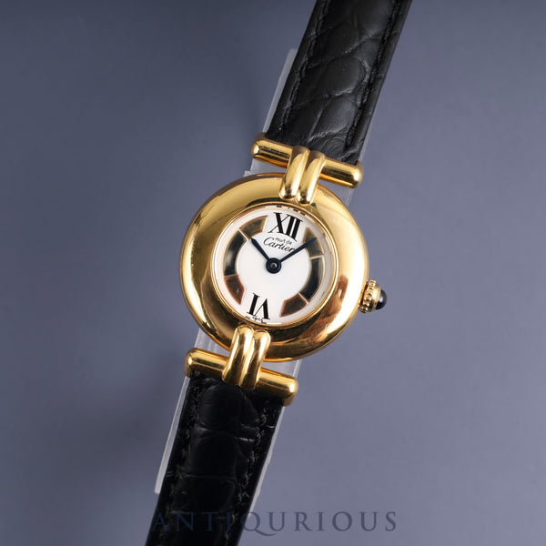 カルティエ マストコリゼ W1006654/1902 クォーツ Cal.90.06 SV925 革 純正Dバックル(GP) トリニティ文字盤 オーバーホール済み