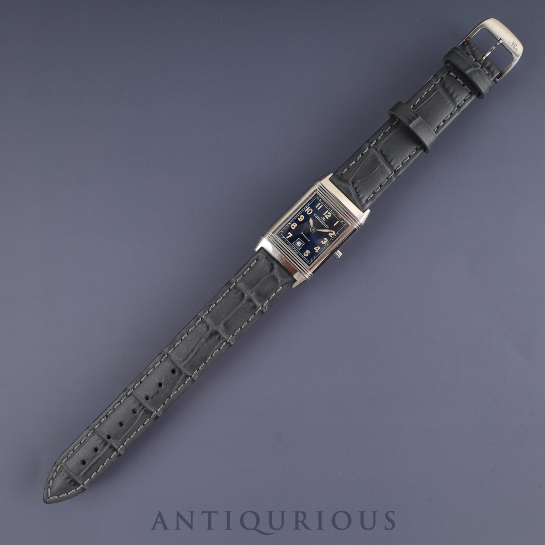 Jaeger-LeCoultre Reverso Classic QA251804 / 250.8.10 Quartz Cal.610 SS Leather Genuine Buckle (SS) Navy Arabic Dial Box Booklet Overhauled