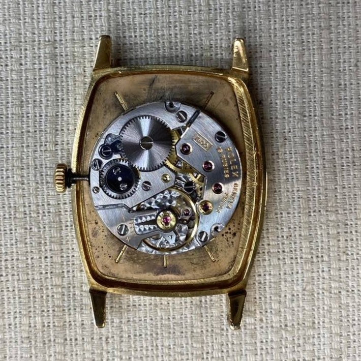 Rolex Cellini 3807 Manual winding Cal.1600 YG Leather Genuine buckle (GP) Blue dial No. 27 (1969) Overhauled