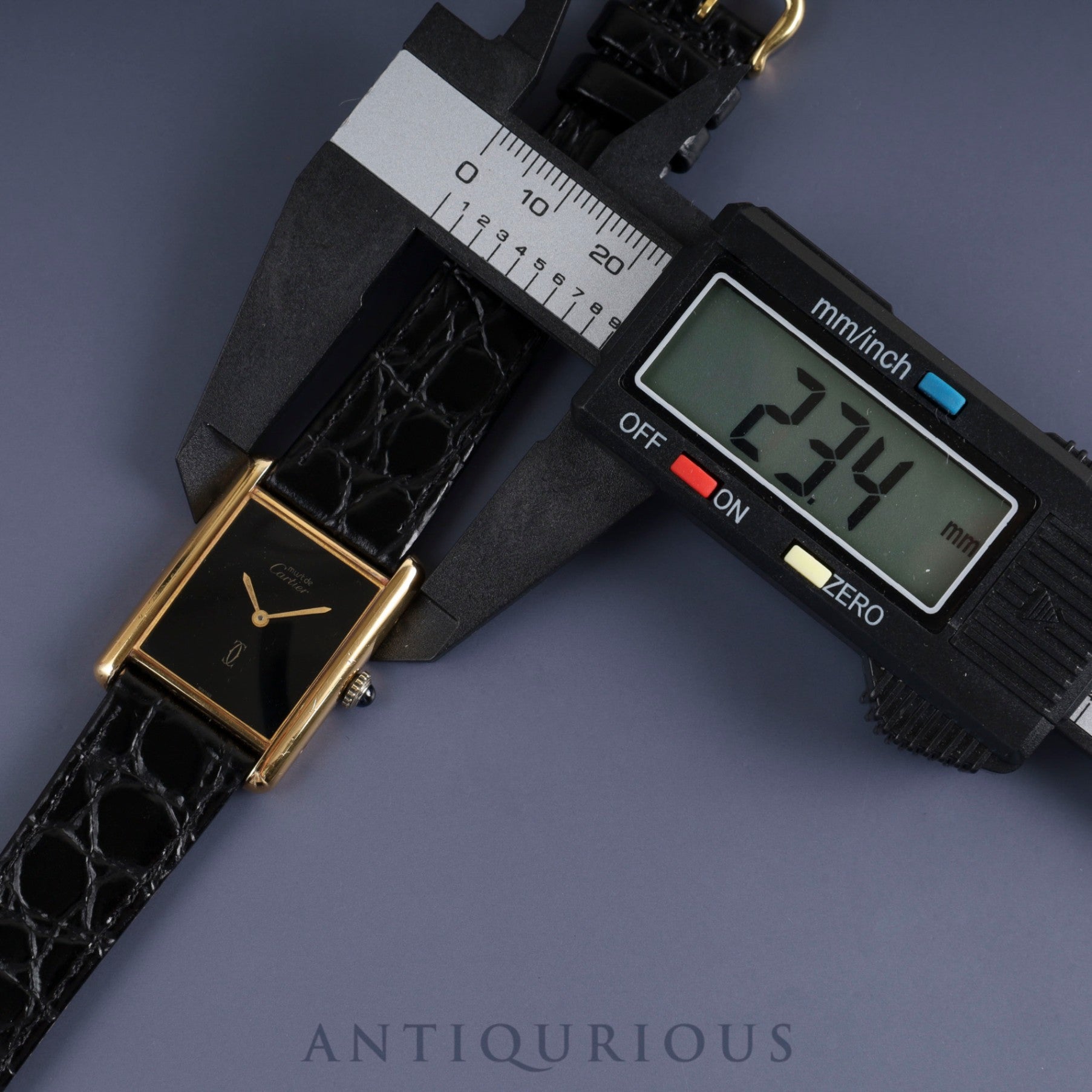 カルティエ マストタンク LM 手巻き Cal.78-1 SV925 革 純正尾錠(GP) ブラックオニキス文字盤 オーバーホール済み