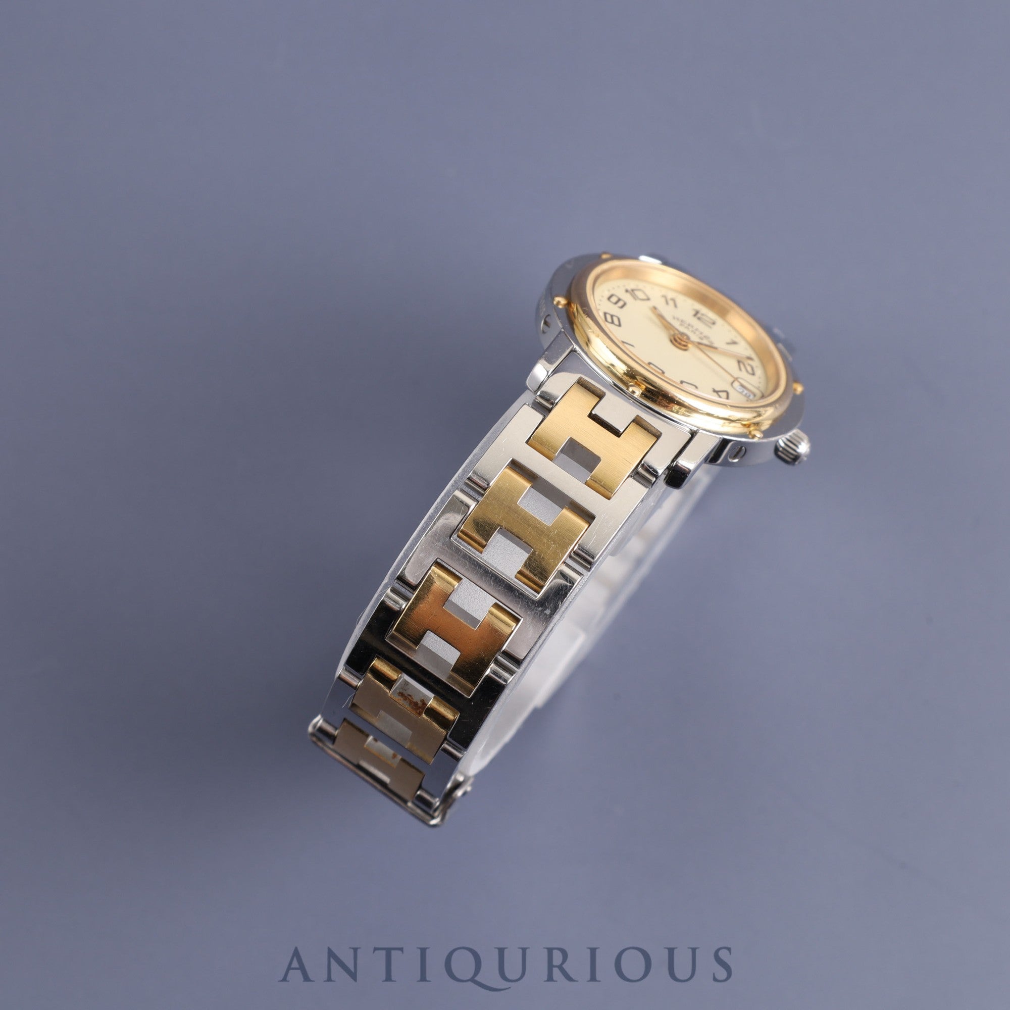 エルメス クリッパー CL4.220 クォーツ SS/GP アイボリー文字盤 24.0mm 保証書(無記名)オーバーホール済み