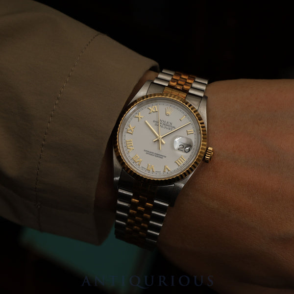 Rolex Datejust 36 16233 Automatic Caliber 3135 Stainless Steel/Yellow Gold White Shantung Dial P Serial (2000) Overhauled