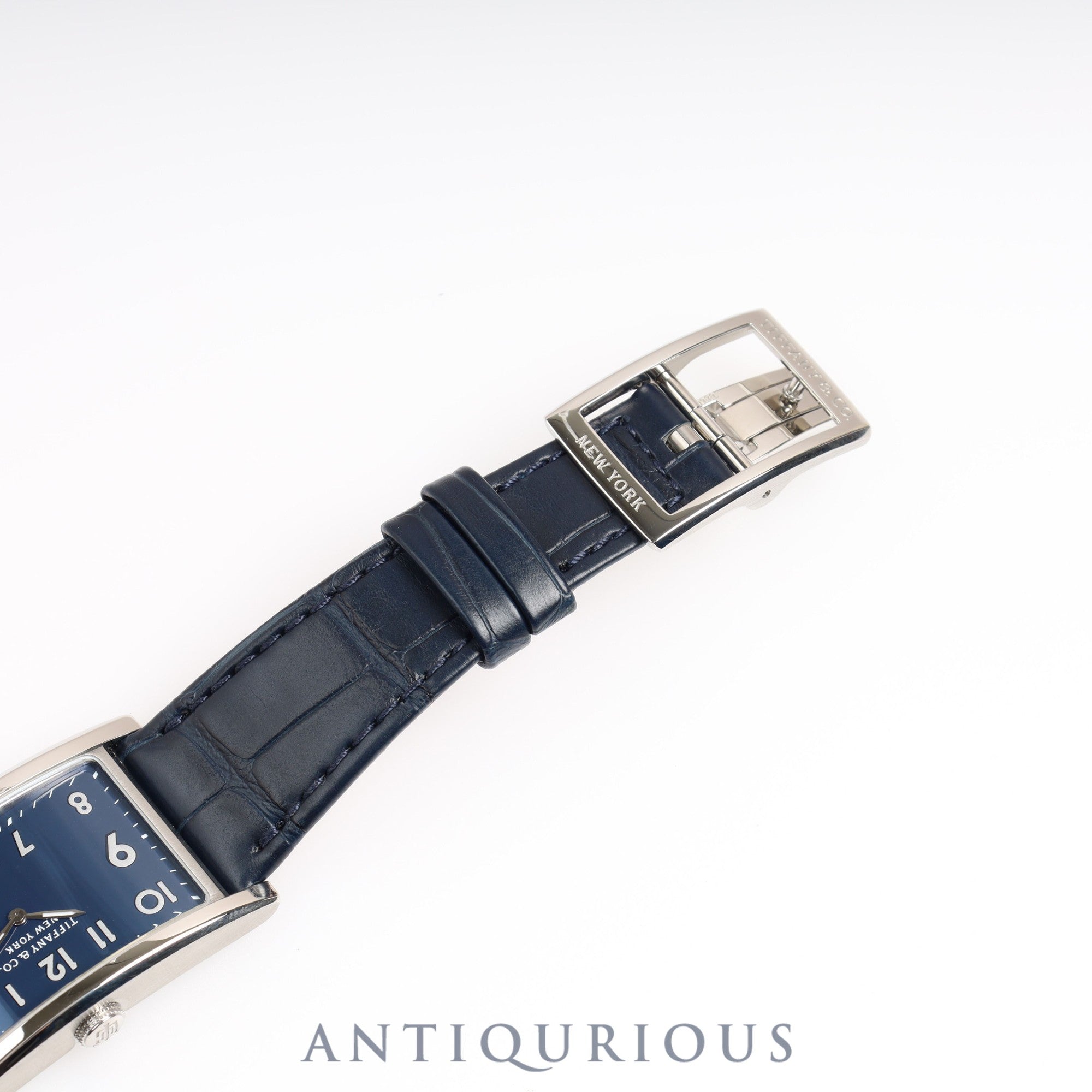 Tiffany East West 34677352 Quartz Navy Dial Stainless Steel Leather Box