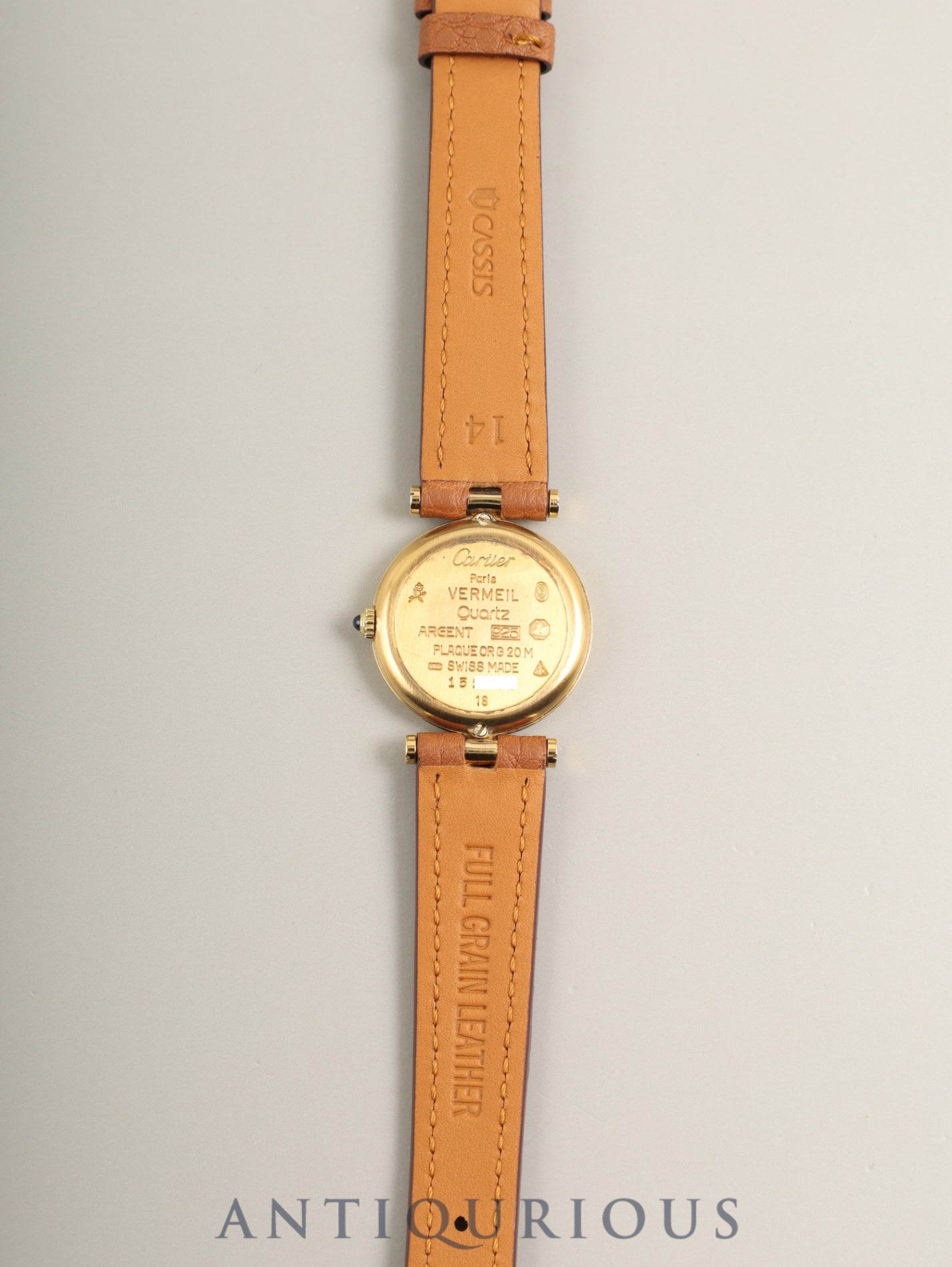 Cartier Must Vendome VLC SM 18 Quartz Cal. 81 SV925 Leather Original Pin Buckle (GP) Front Trinity Dial Box Overhauled