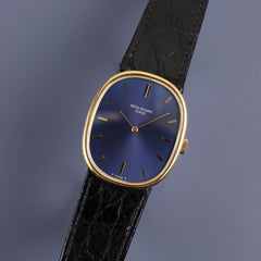 パテック・フィリップ ゴールデンエリプス 3848J 手巻き Cal.215 YG 純正ベルト  純正尾錠(750)ブルー文字盤 オーバーホール済み