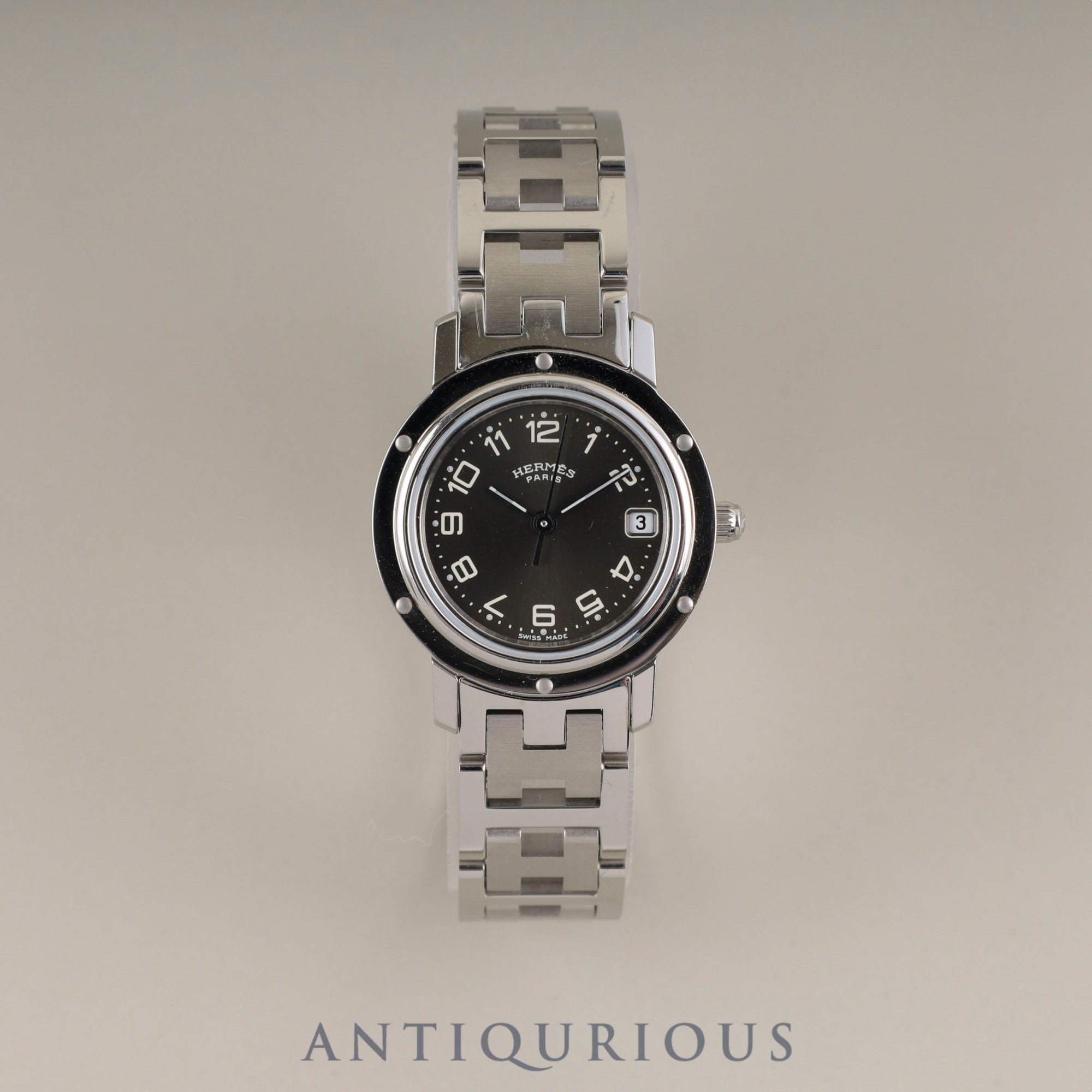 エルメス クリッパー CL4.210 クォーツ SS SS グレー文字盤 箱 保証書 冊子 オーバーホール済み