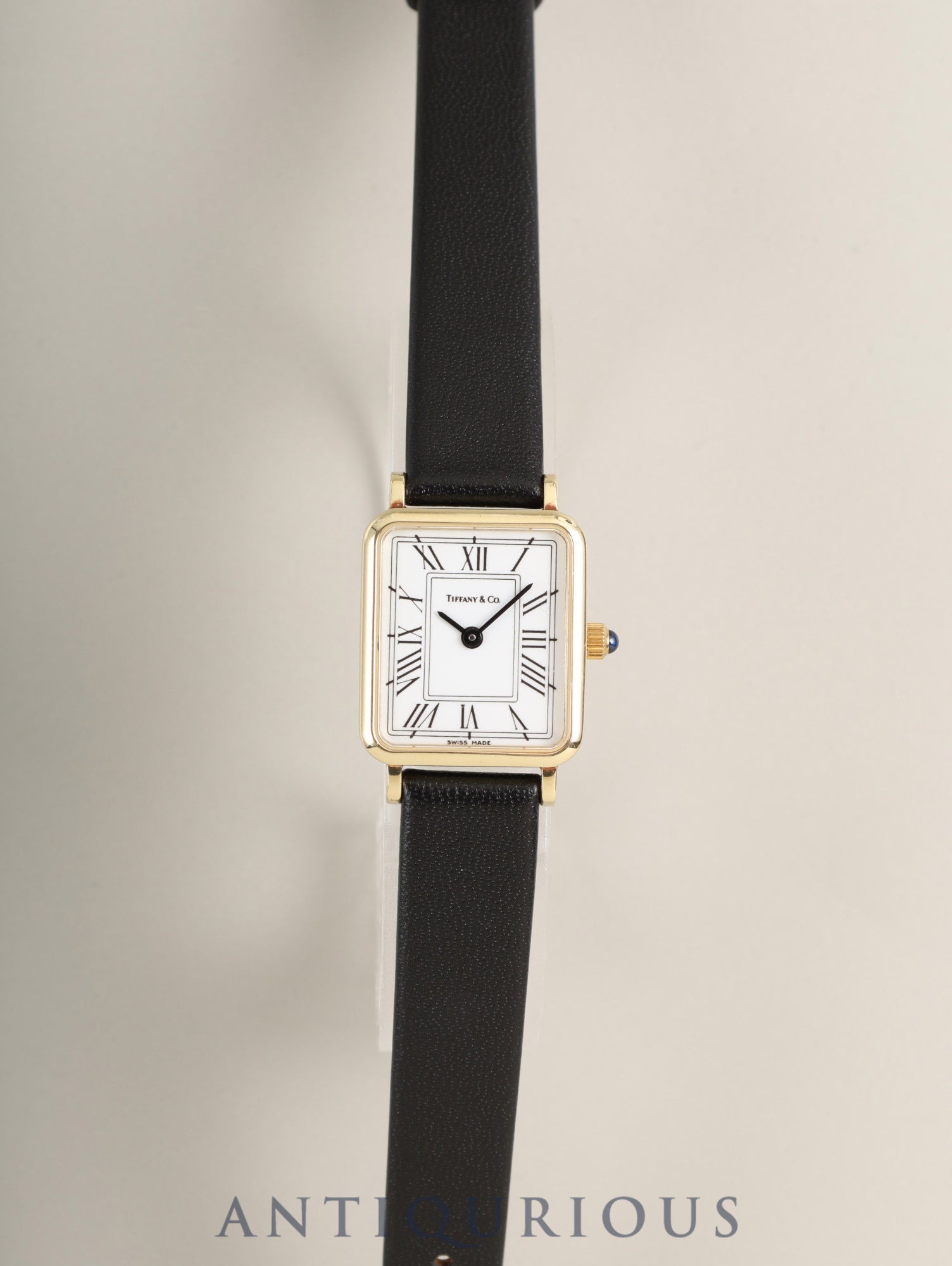 ティファニ レクタンギュラー 60-217 クォーツ Cal.976.001 14KYG 革 純正尾錠(GP) ホワイト文字盤 保証書(1995年) 箱 ケース オーバーホール済み