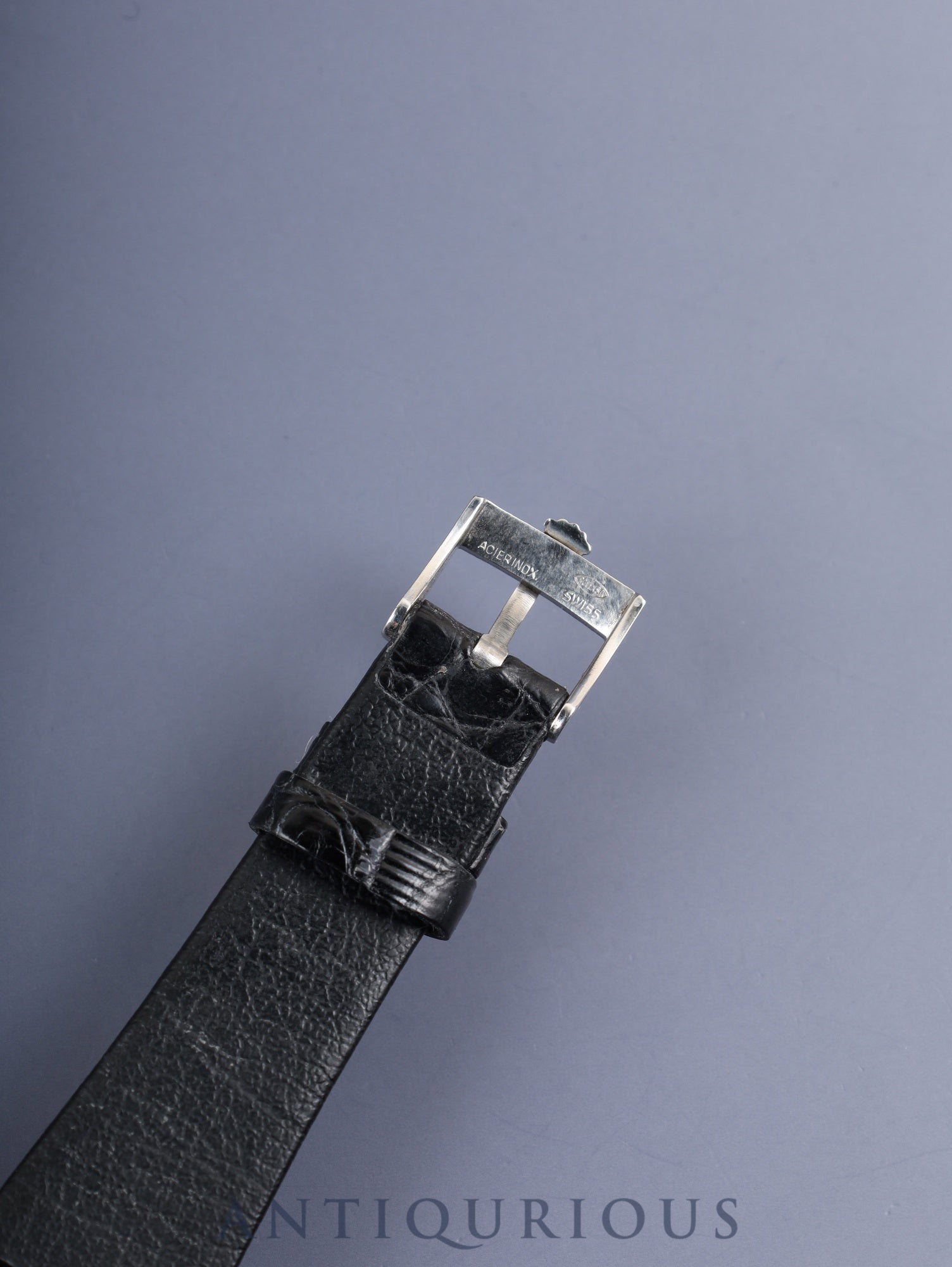 Rolex Cellini 4014 Manual Winding Caliber 1600 750WG Leather Strap with Genuine GP Buckle Black Dial No. 33 (1971) Overhauled