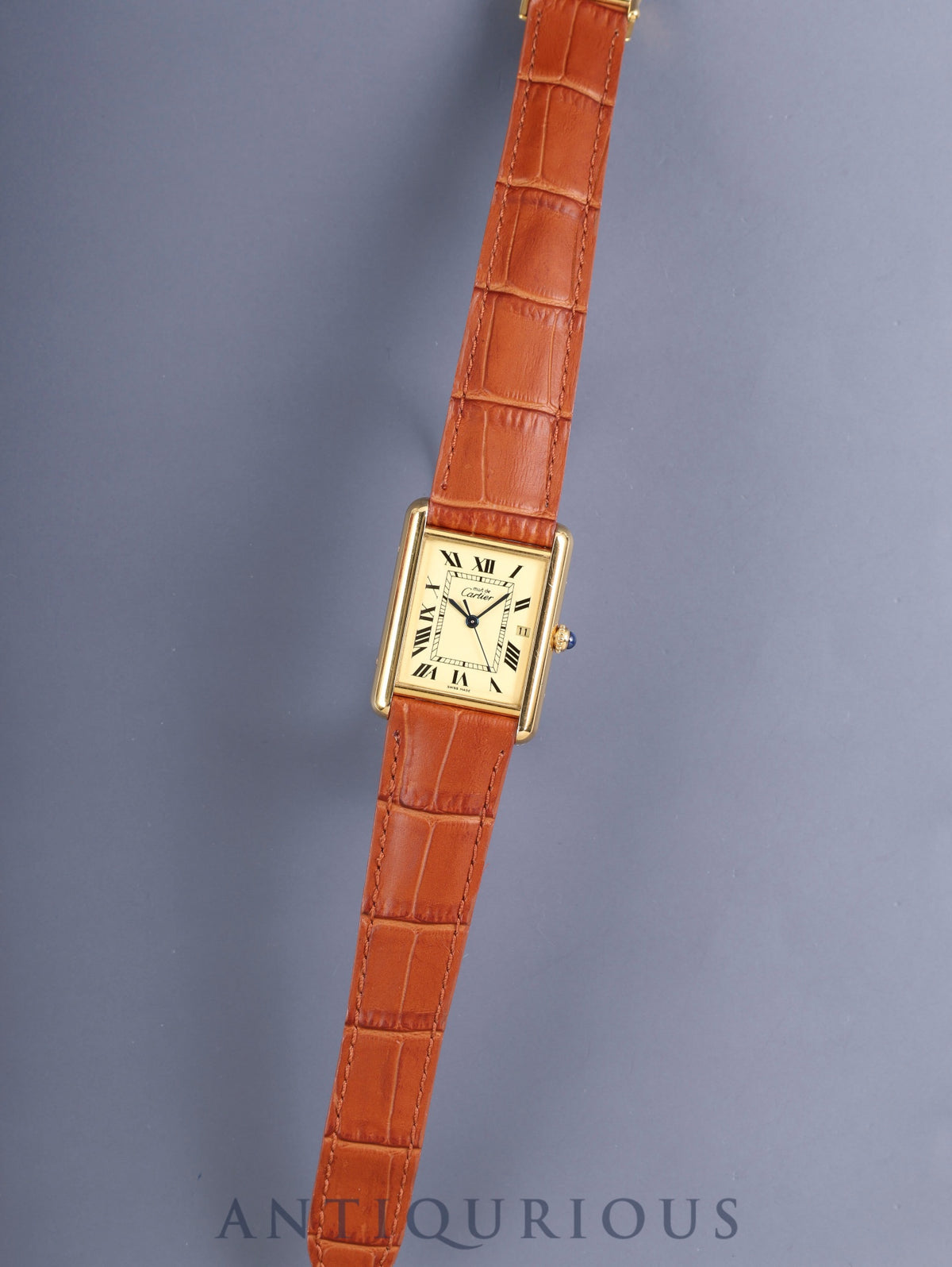 Cartier Must Tank GM (XL) W1017454 / 2413 Quartz Cal.687 SV925 Leather Genuine Deployant Buckle (GP) Ivory Roman Dial (SWISS MADE) Overhauled