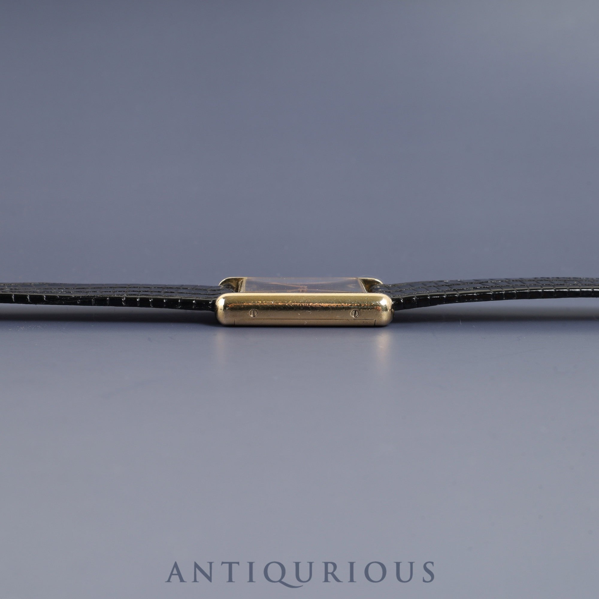 Cartier Must Tank LM Manual Winding Caliber 78-1 SV925 Leather Strap with Genuine GP Buckle, Onyx Dial, Circa 1976-1981, Overhauled