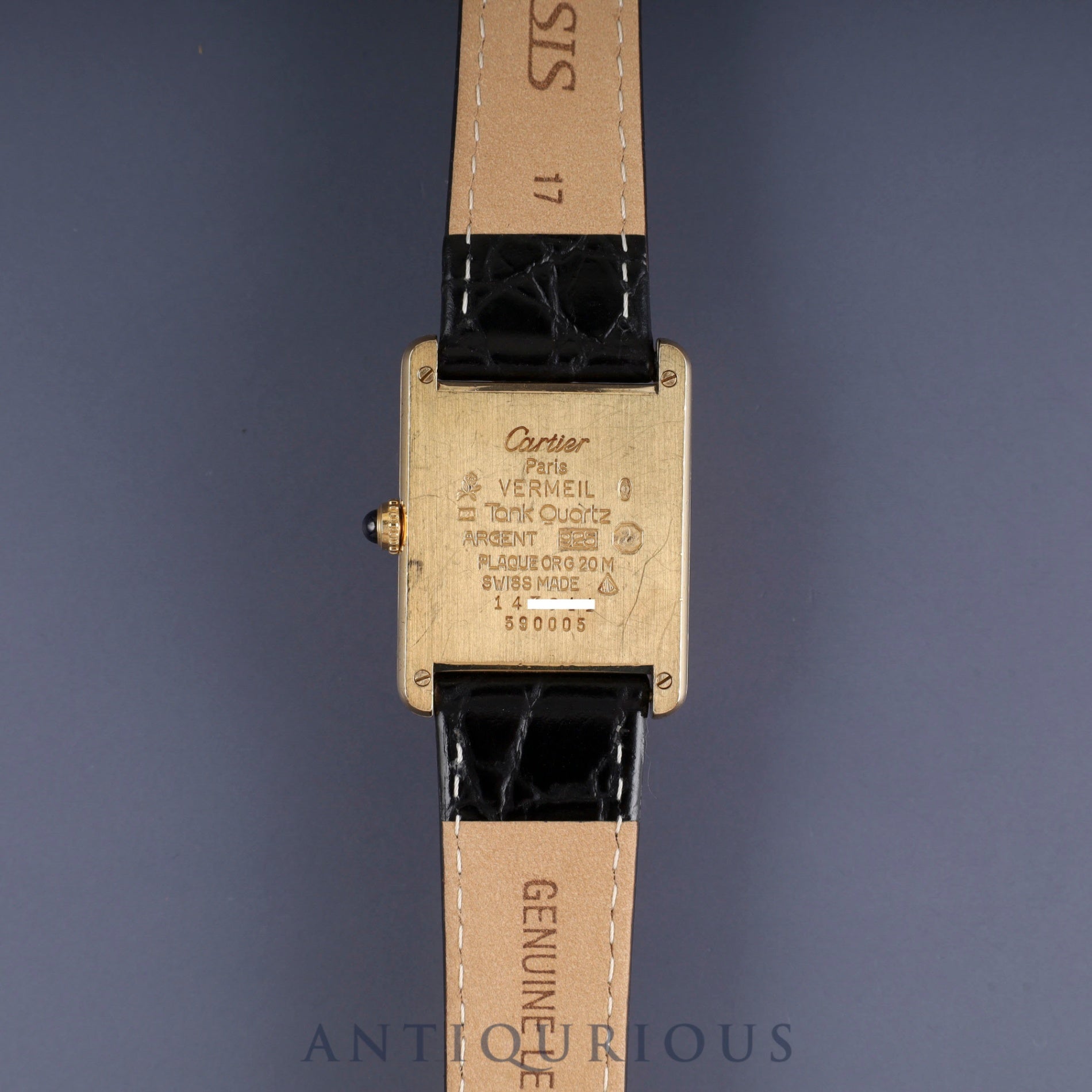 カルティエ マストタンク LM 590005 クォーツ Cal.90 SV925 革 純正尾錠(GP) アイボリーローマン文字盤 1982年頃~1995年頃 オーバーホール済み