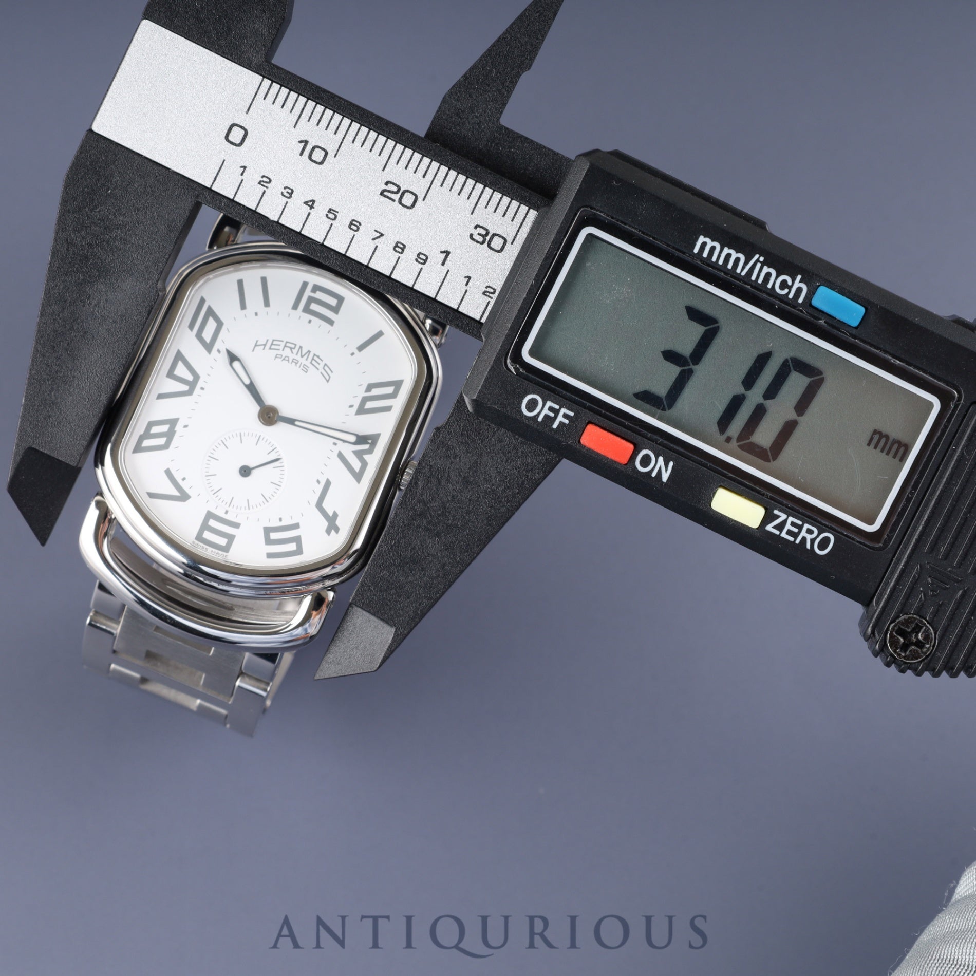 Hermes Rallye RA1.810 Quartz Cal.980.163 Stainless Steel White Dial Box Warranty Card Overhauled