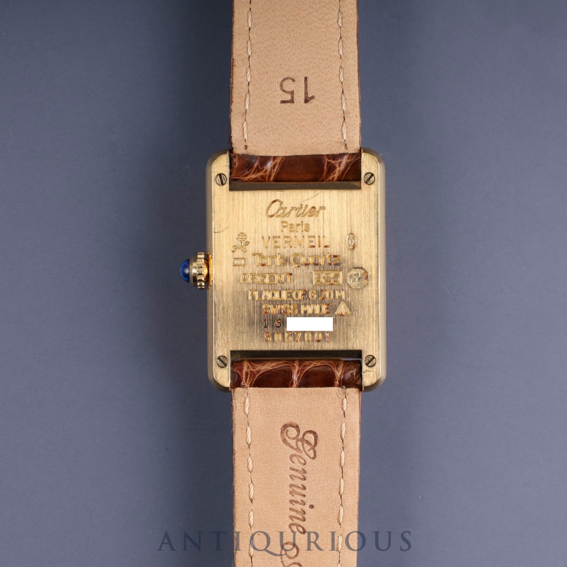 カルティエ マストタンク SM 5057001 Cal.90 SV925 革 純正Dバックル(GP)飛びアラビアCC文字盤 保証書(1995年)オーバーホール済み