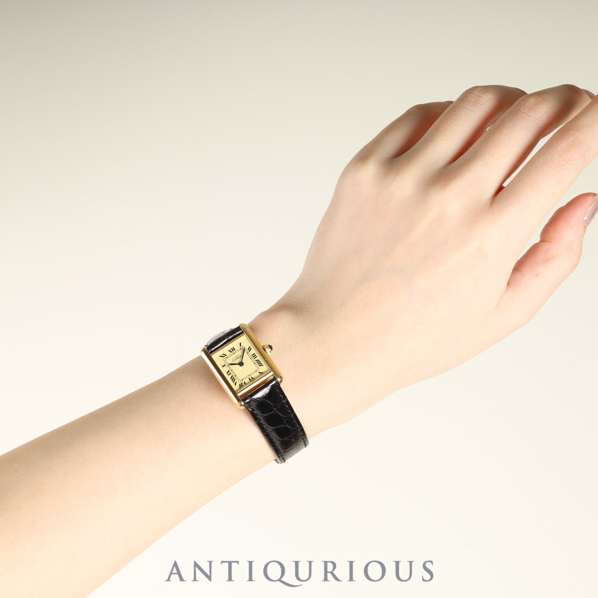 カルティエ マストタンク SM W1003154 / 1613 クォーツ Cal.057 SV925 革 純正Dバックル(GP) アイボリーローマン文字盤 箱 冊子 保証書(1997年)オーバーホール済み