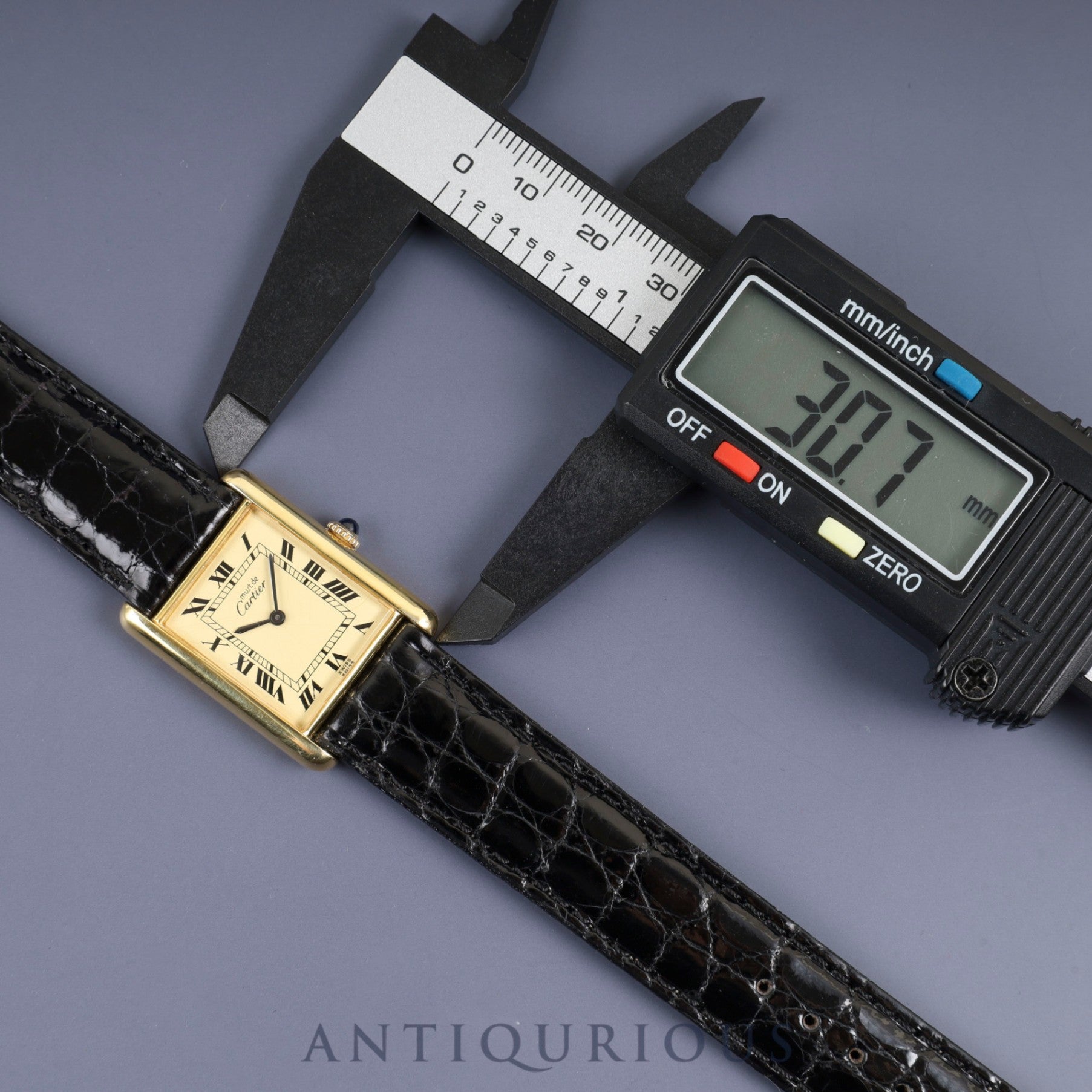 カルティエ マストタンク LM 手巻き SV925 革 純正尾錠(GP)アイボリーローマン文字盤 オーバーホール済み