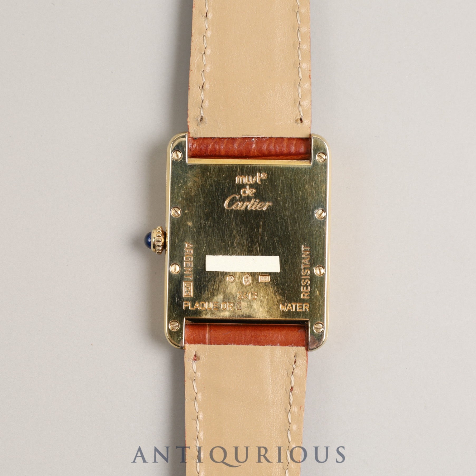 Cartier Must Tank GM (XL) Date QZ SV925 Leather Genuine Buckle (GP) Ivory Dial Box Overhauled
