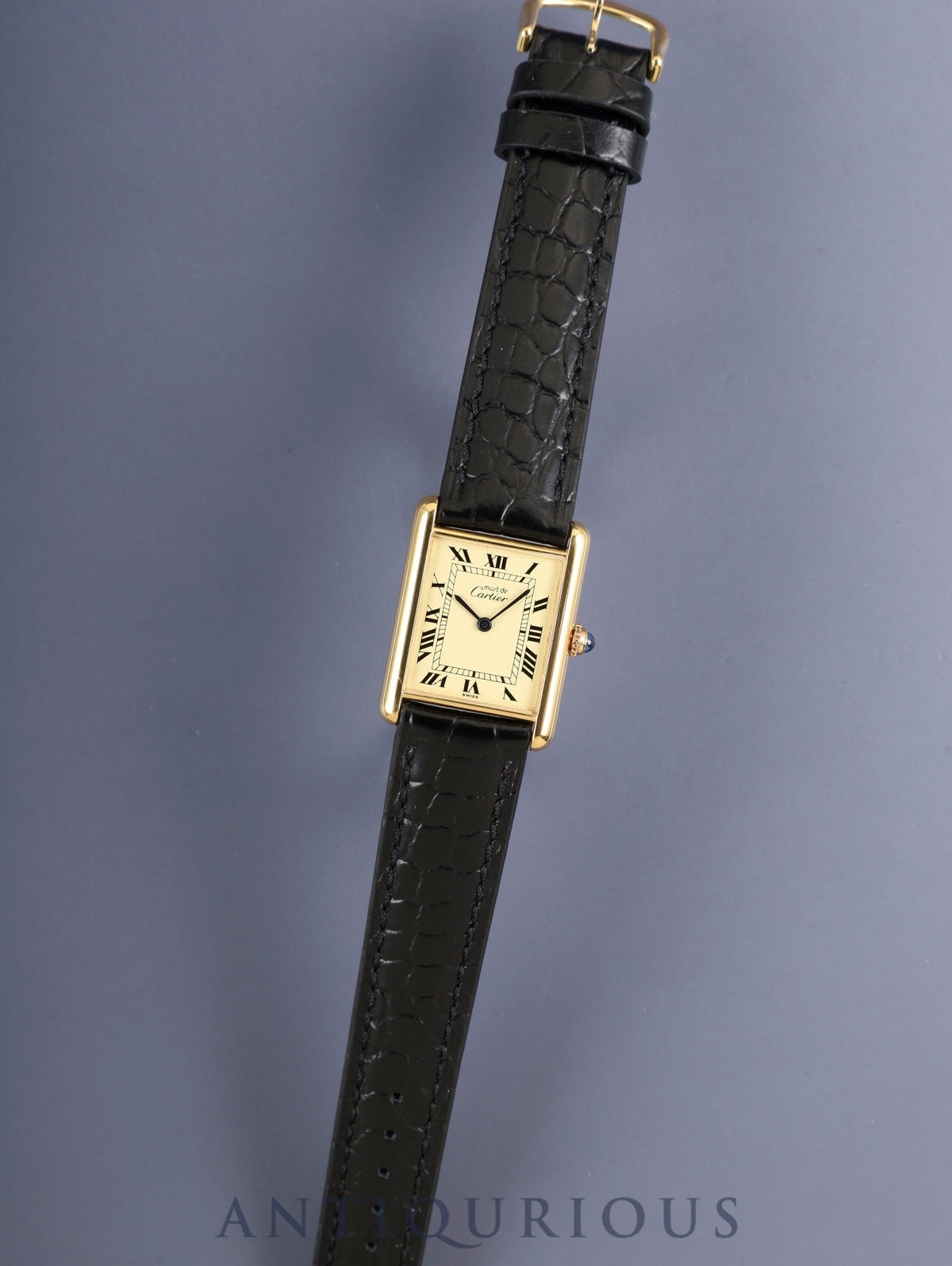 Cartier Must Tank LM W1002753 / 590005 Quartz Cal.90 SV925 Leather Genuine Pin Buckle (GP) Ivory Roman Dial (SWISS marking) Overhauled, Polished