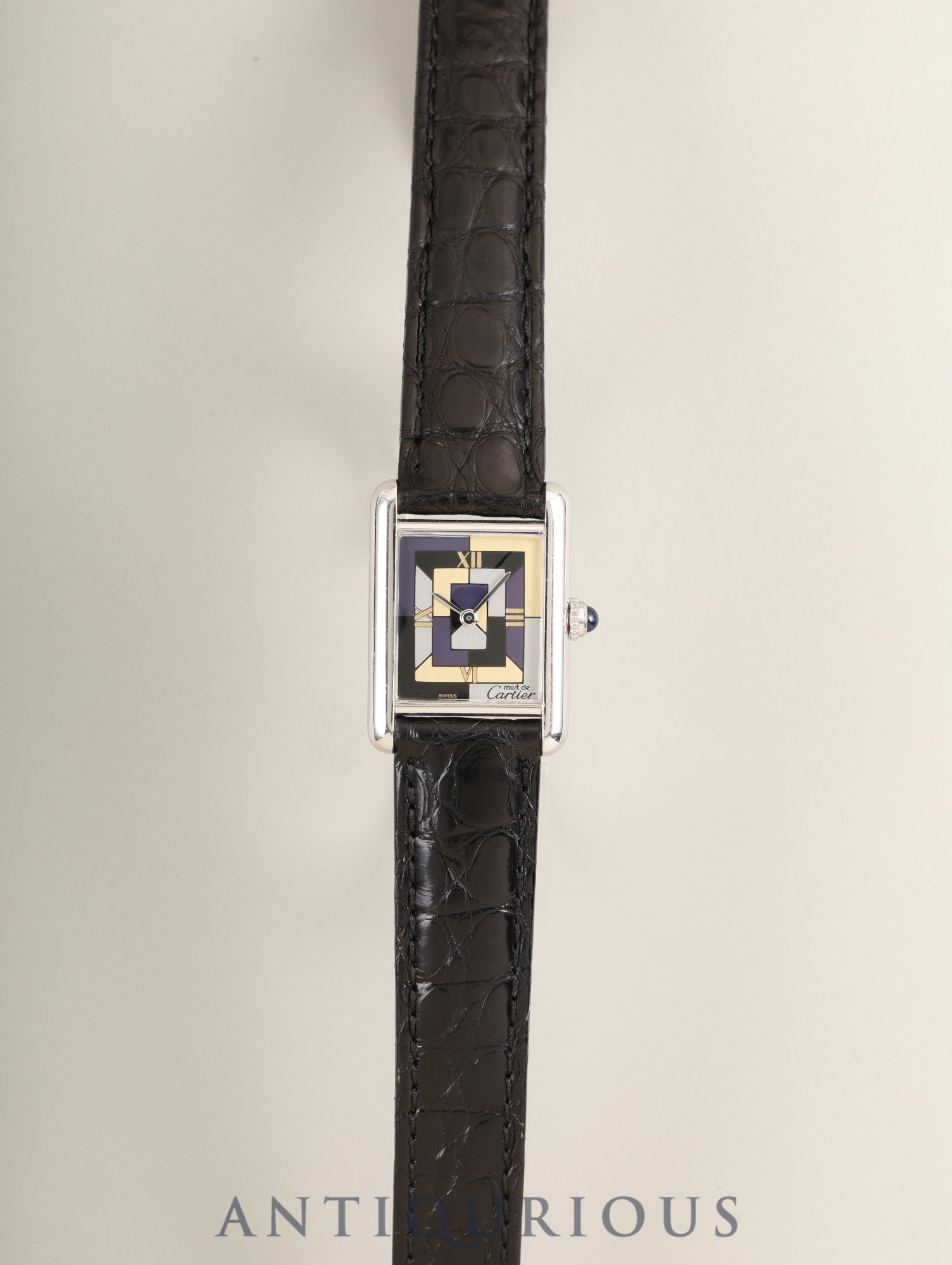 Cartier Must Tank SM 1614 Quartz Cal.057 SV925 Leather Genuine Deployant Buckle (SS) Art Deco Dial (SWISS marking / Limited 1000 pieces worldwide) Box, Manual, Warranty Card (1995), Genuine Leather Strap, Overhauled