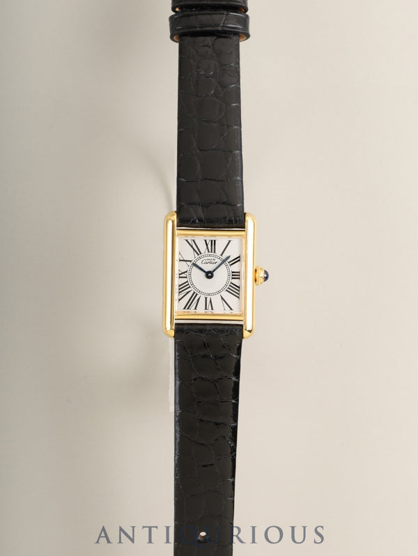 カルティエ マストタンク SM 5057001 クォーツ Cal.057 SV925 革 純正ピンバックル(GP)オパラン文字盤(SWISS表記)オーバーホール済み 新品仕上げ済み