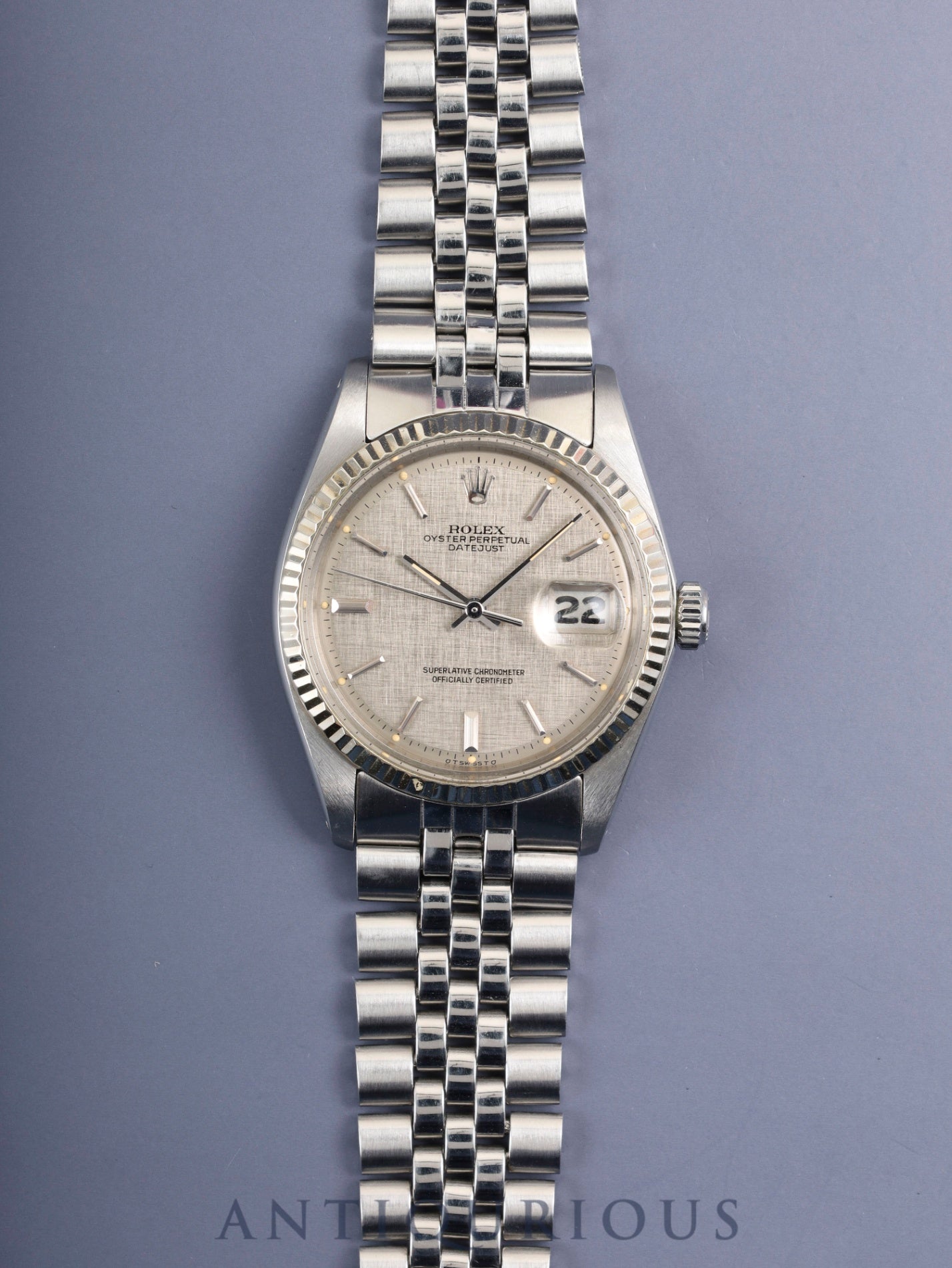 Rolex Datejust 1601 Automatic Caliber 1570 Stainless Steel/White Steel Sigma Dial Gray Dial No. 34 (1972) Overhauled