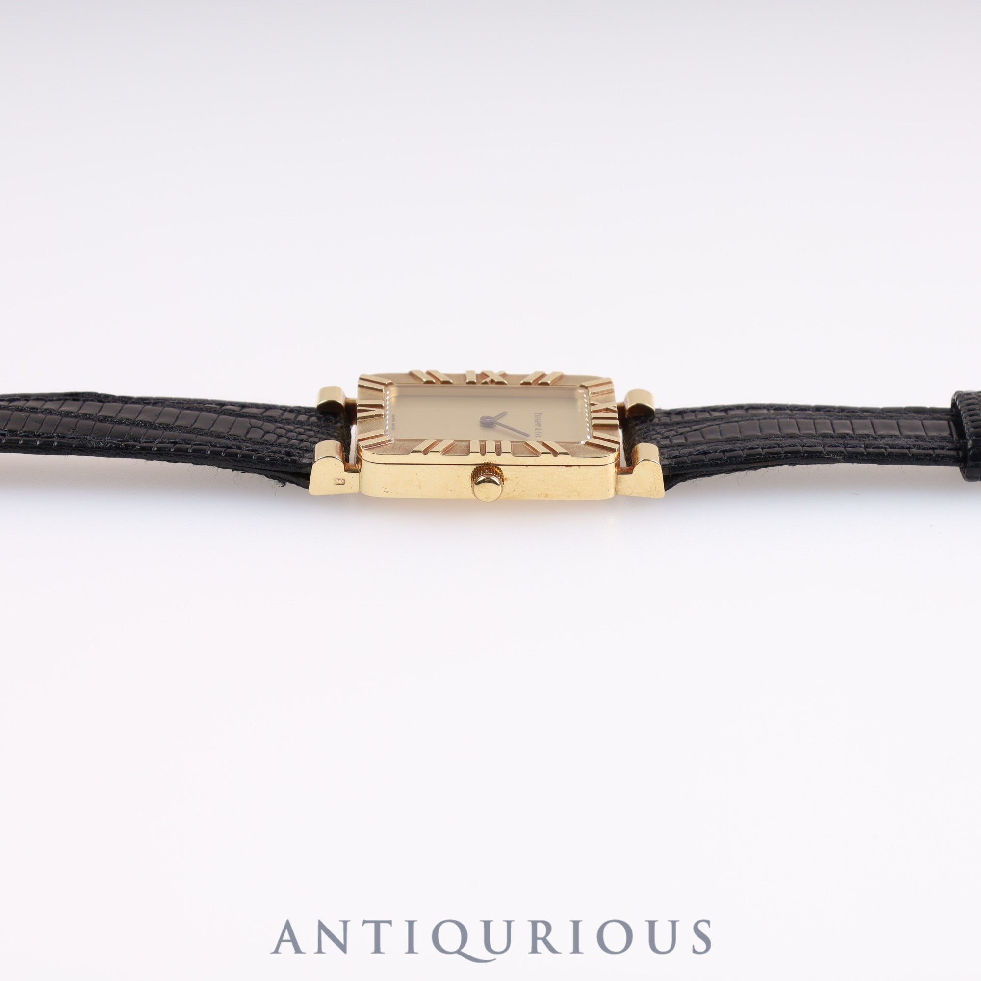 Tiffany Atlas YG CASE Quartz Cal.976 001 YG Leather Champagne Dial Box