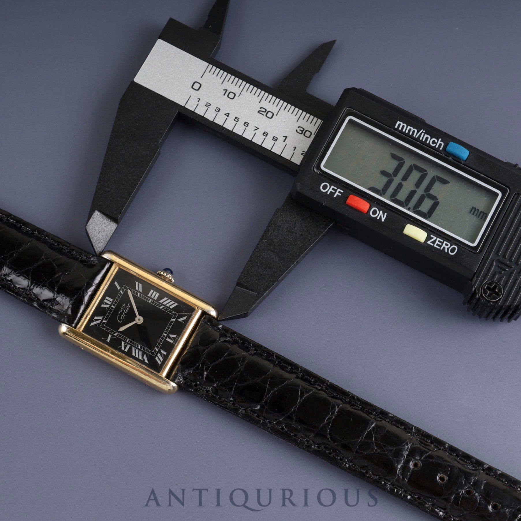 Cartier Must Tank LM Manual Winding SV925 Leather Watch with Genuine GP Buckle, Black Roman Dial, Overhauled