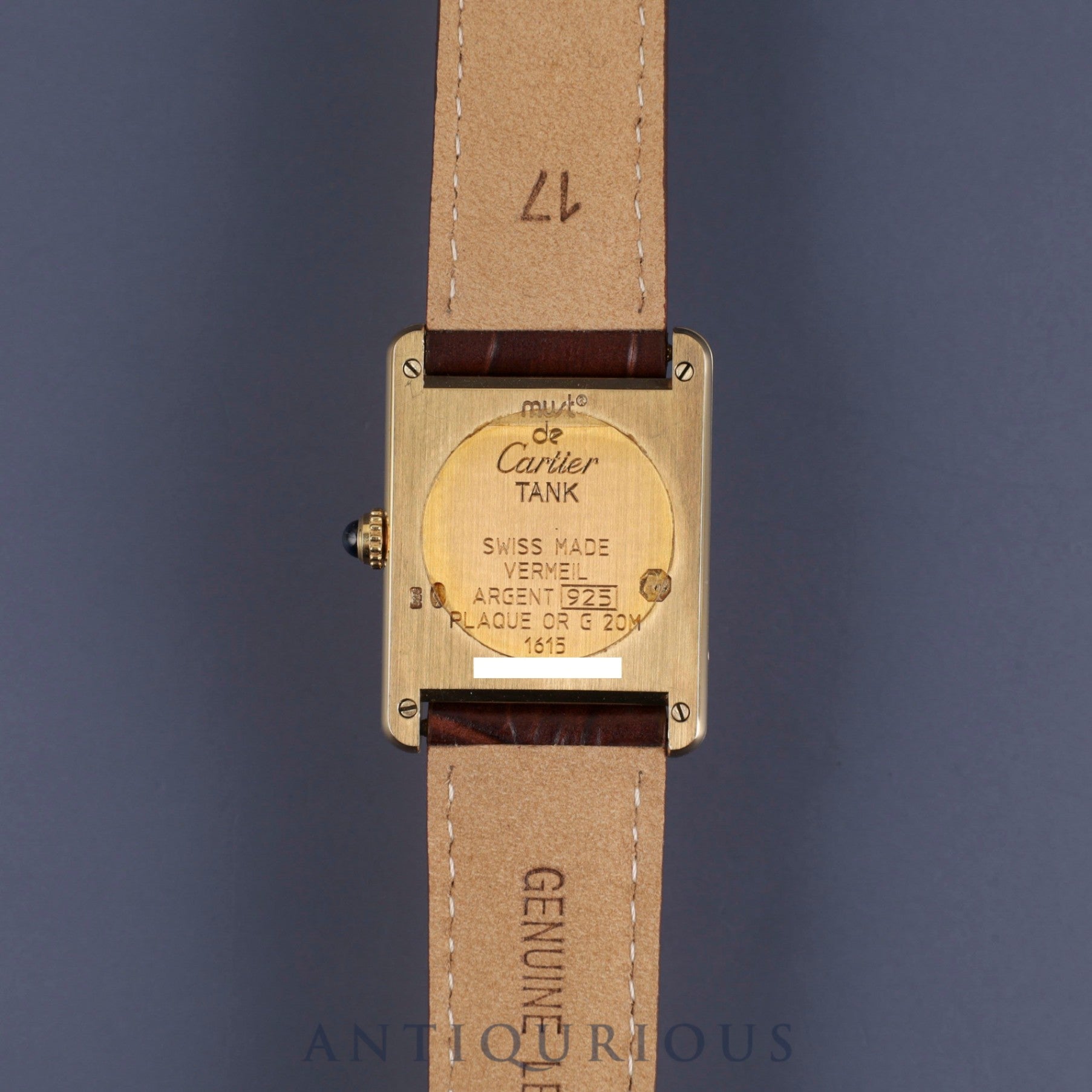 Cartier Must Tank LM 1615 Quartz Cal.90 SV925 Leather Genuine D Buckle (GP) Ivory Roman Dial Overhauled