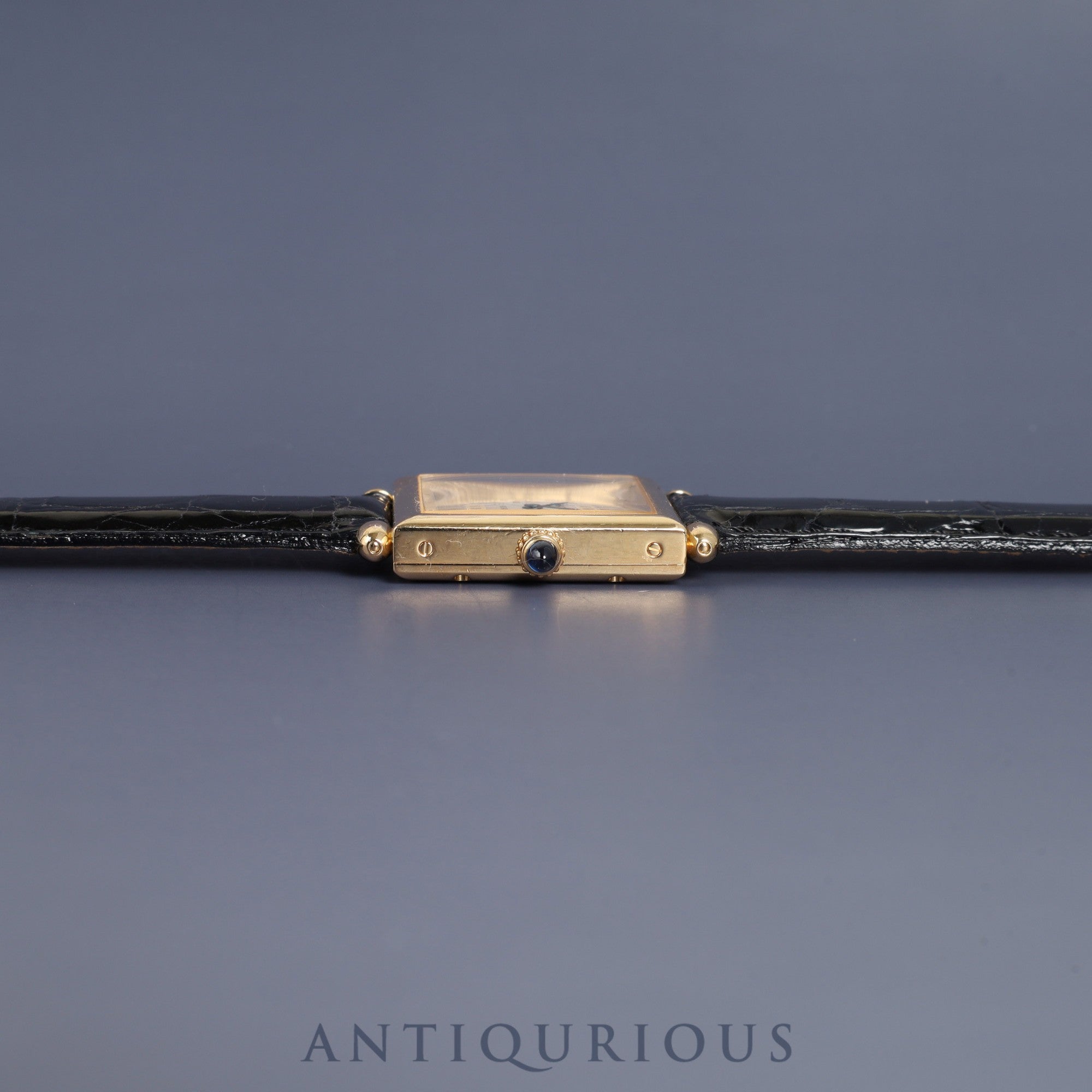 カルティエ タンクオビュ LM 2380 / W1516956 手巻き Cal.430MC 750YG 革 純正尾錠(GP)シルバーギョーシェ文字盤 カルティエアフターサービス済み オーバーホール済み