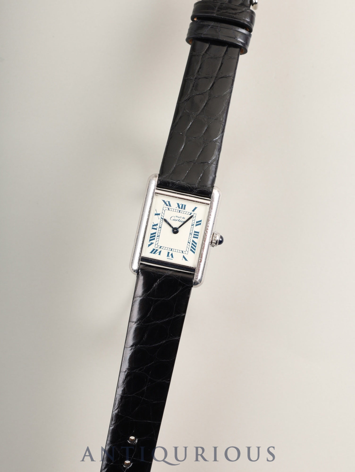 Cartier Must Tank SM W1001543 / 6057002 Quartz Cal.057 SV925 Leather Genuine Pin Buckle (SS) White Roman Dial (SWISS marking) Overhauled