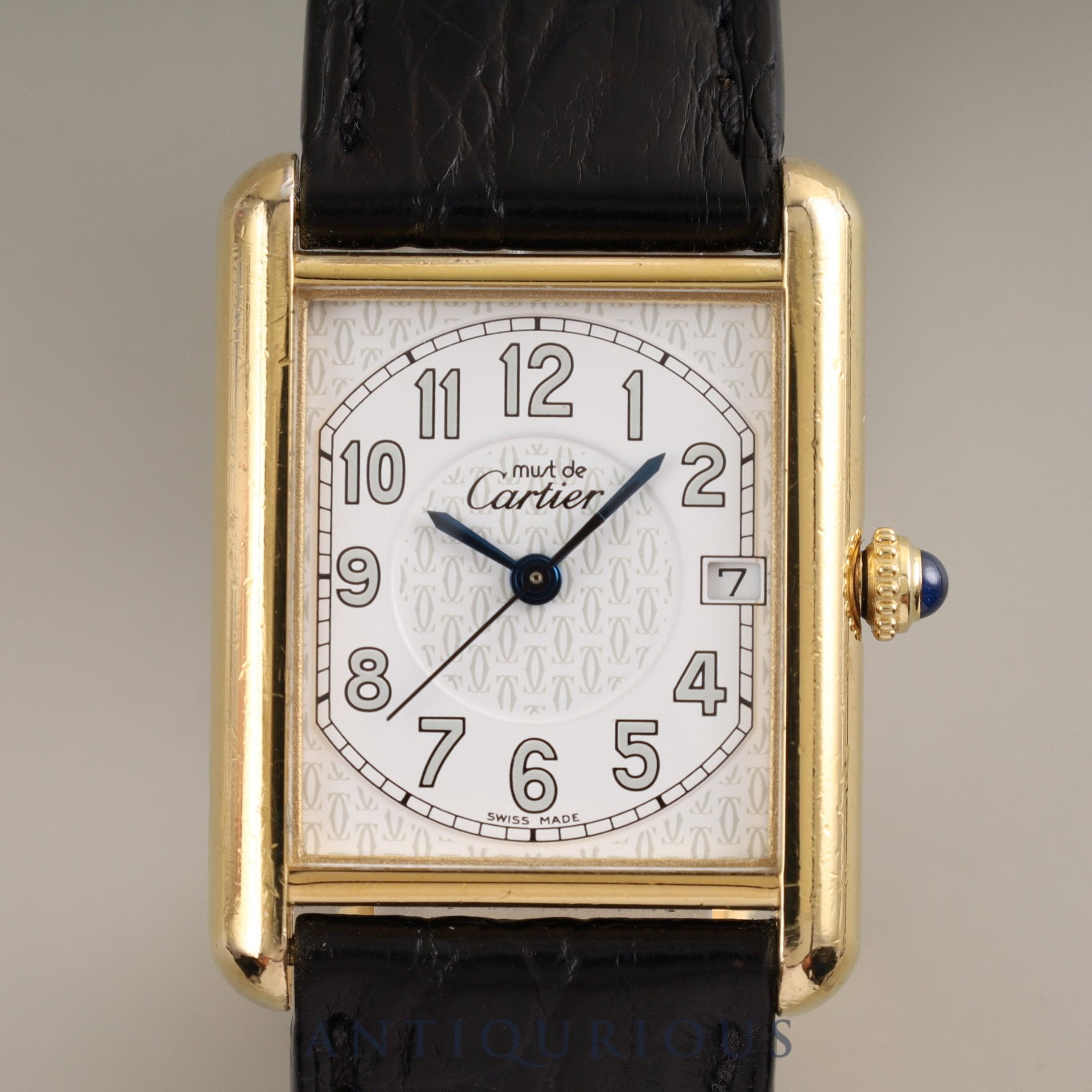 Cartier Must Tank GM (XL) Date QZ 2413 SV925 Leather Genuine Buckle Telephone Dial Dial Complete Cartier Boutique Service