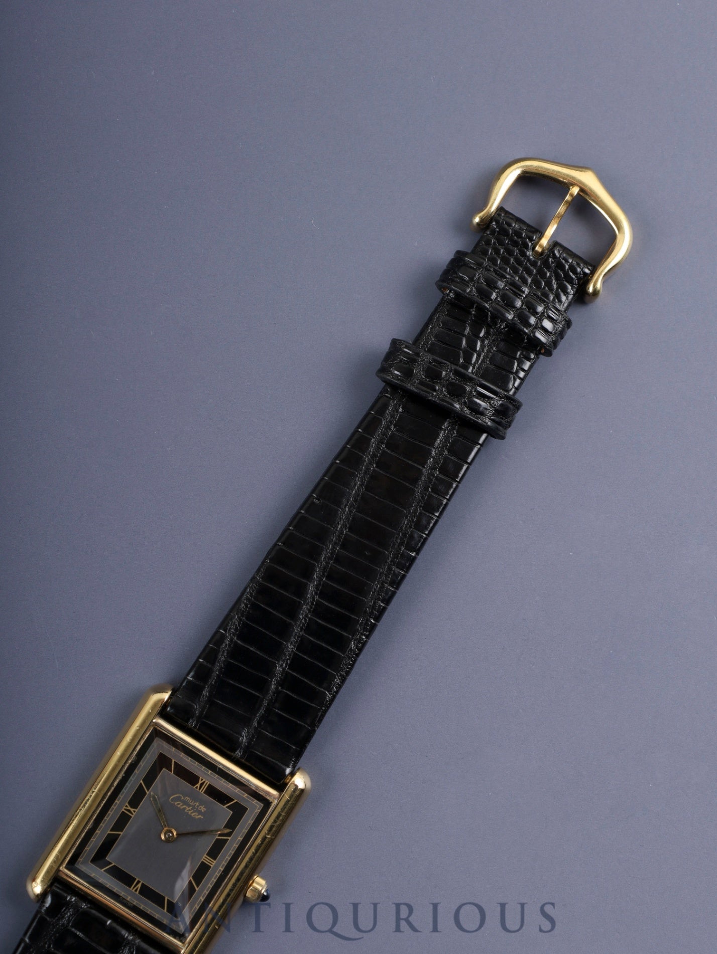 カルティエ マストタンク LM 6 81006 クォーツ Cal.81 SV925 革 純正尾錠(GP) グレー飛びローマン文字盤 オーバーホール済み