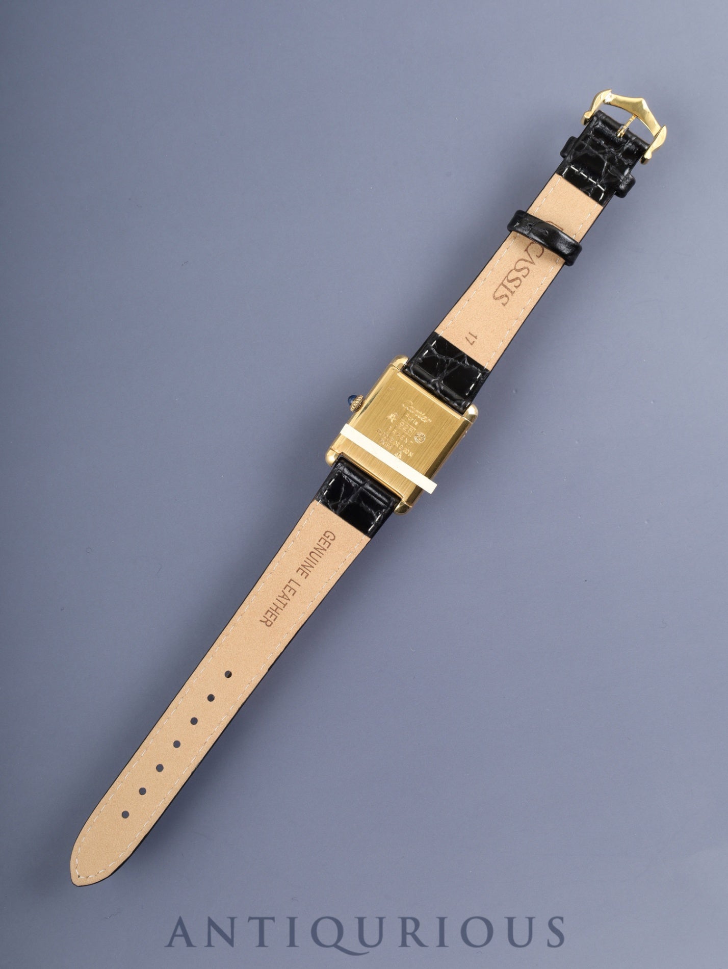 Cartier Must Tank LM, manual winding, Cal. 78-1, SV925, leather, genuine buckle (GP), ivory Roman dial, circa 1976-1981, overhauled and refinished to new condition.