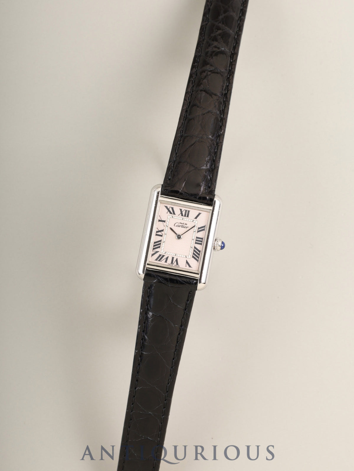 Cartier Must Tank MM W1016130 / 2416 Quartz Cal.057 SV925 Leather strap Original D-buckle (SS) Pink Roman numeral dial (SWISS MADE marking / Christmas limited edition) Box Booklet Warranty Card Overhauled