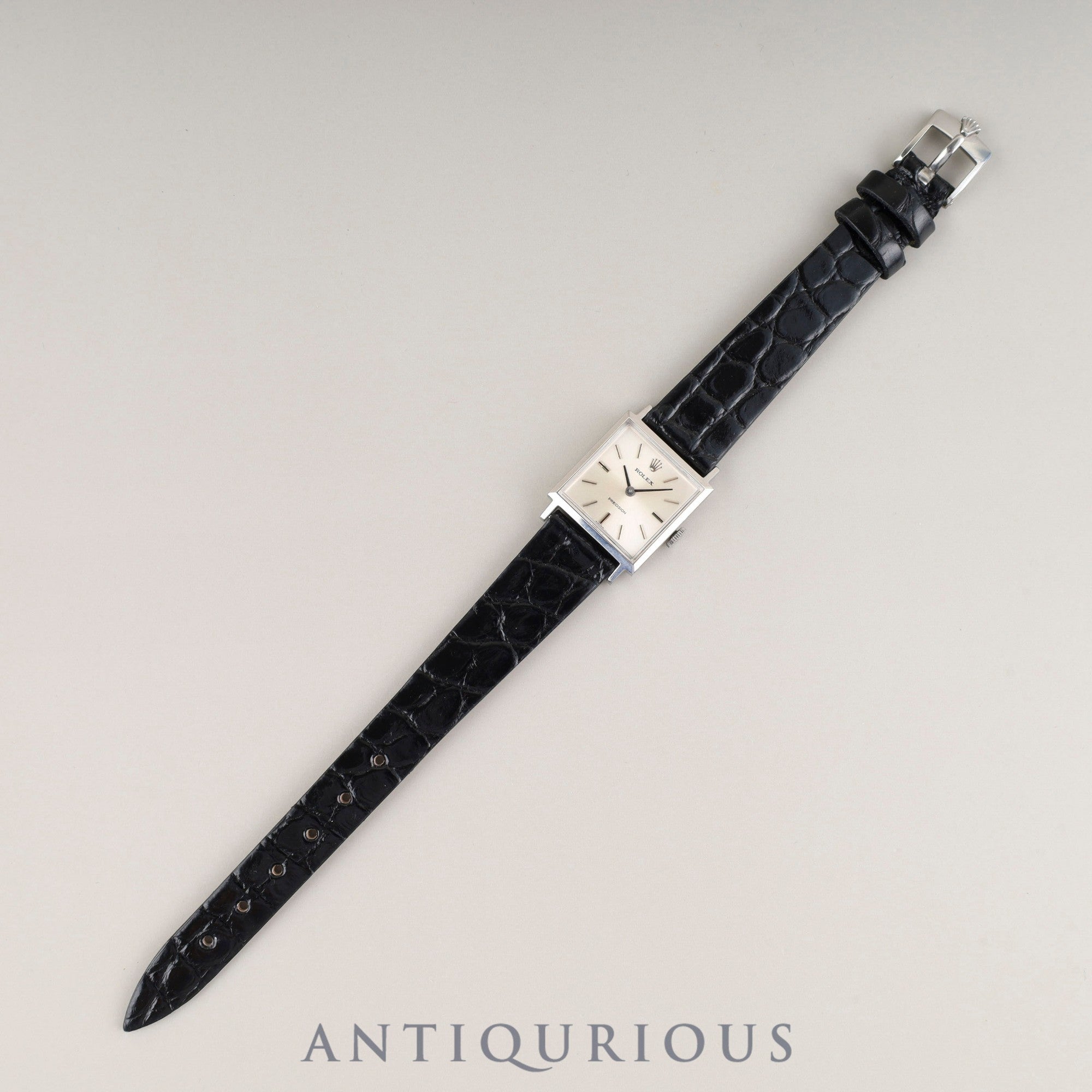 Rolex Precision 2611, manual winding, Cal. 1400, stainless steel, leather, genuine stainless steel buckle, silver dial, No. 41 (1974) *Overhauled