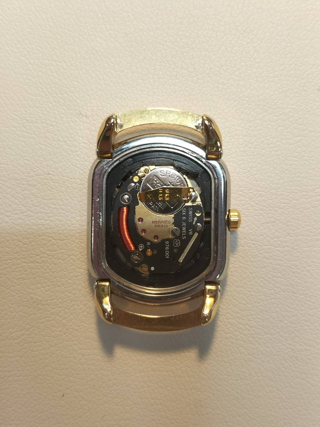 エルメス ラリー 77.03 クォーツ Cal.976.001 SS/GP SS/GP ホワイト文字盤 オーバーホール済み