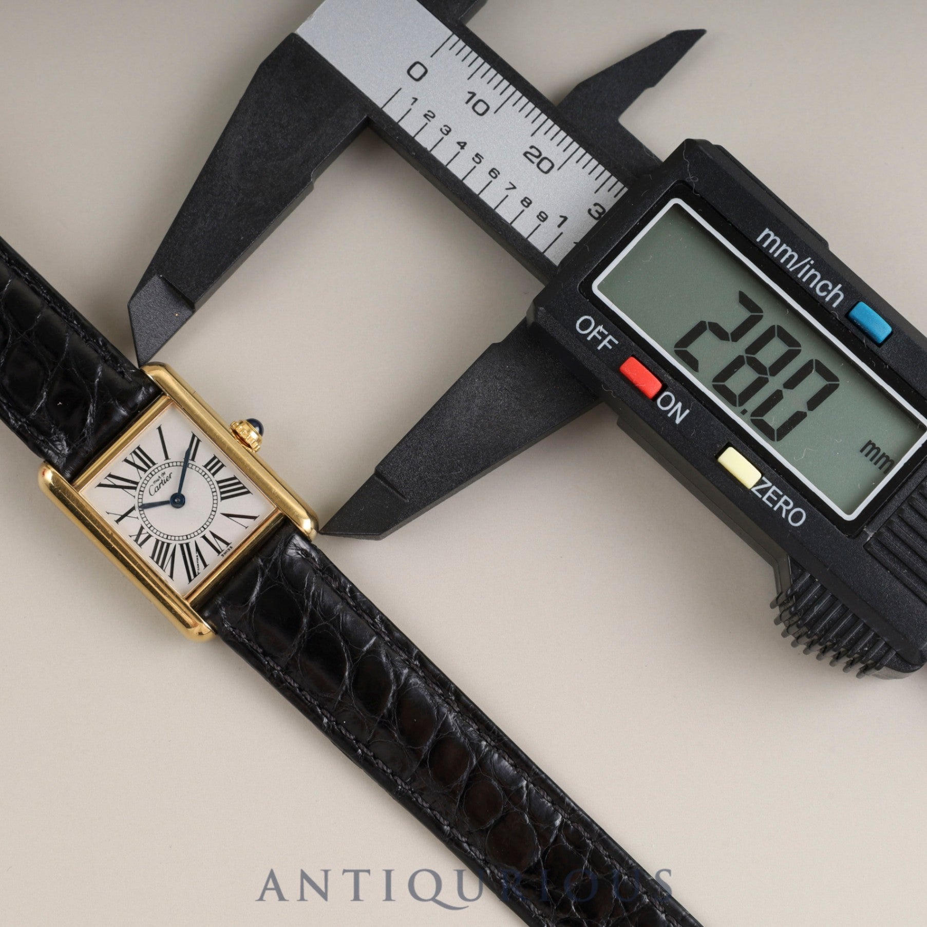 Cartier Must Tank SM 5057001 Quartz Cal.057 SV925 Leather Genuine D-buckle (GP) Opalan dial Box Overhauled