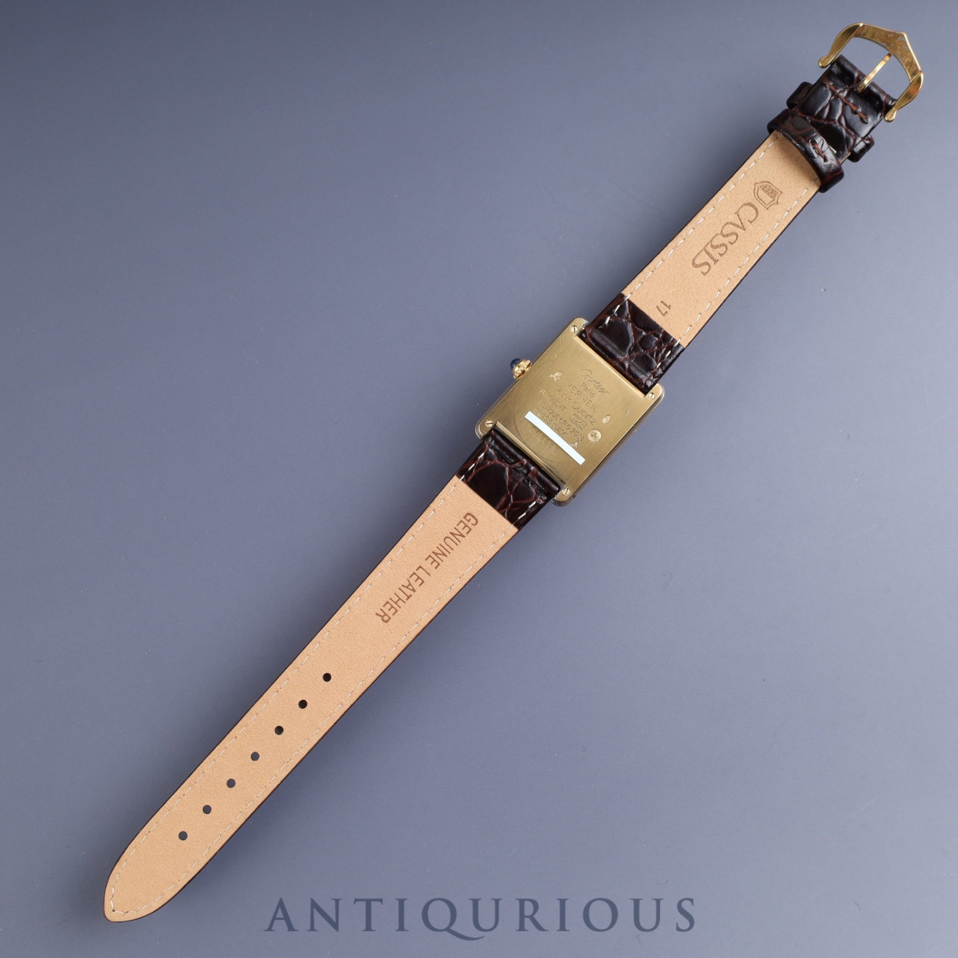 Cartier Must Tank LM 590005 Quartz Cal.90 SV925 Leather Genuine Buckle (GP) Front Trinity Dial Overhauled