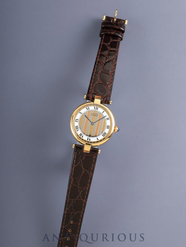 カルティエ マスト ヴァンドーム VLC LM 590003 クォーツ Cal.90 SV925 革 純正ピンバックル(GP) フロントトリニティ文字盤(SWISS表記) オーバーホール済み