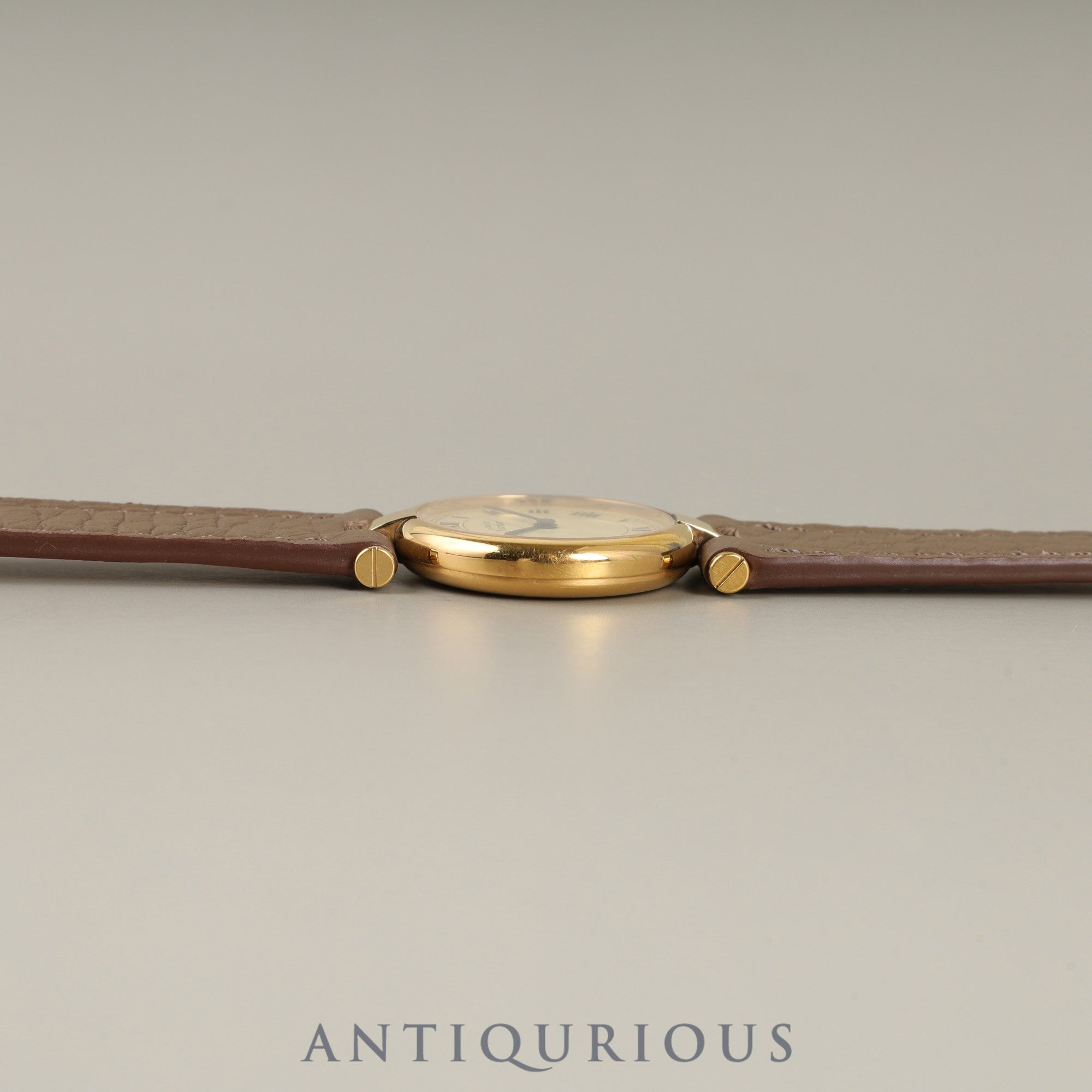 Cartier Must Vendôme VLC SM 590004 Quartz Caliber 90 SV925 Leather Strap with Genuine GP Buckle Ivory Roman Dial Box Booklet Warranty (1990) Overhauled