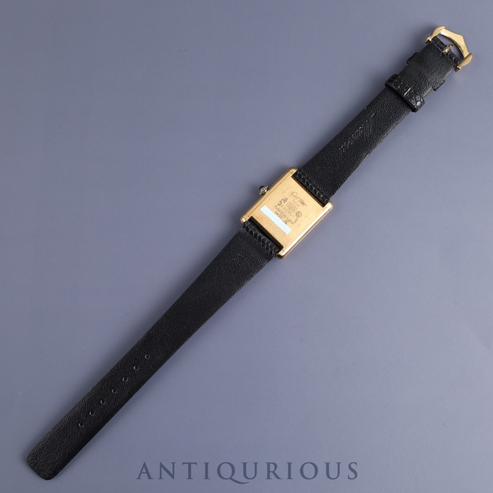 Cartier Must Tank LM Manual winding Cal.78-1 SV925 Leather Genuine buckle (GP) Lapis lazuli dial Overhauled