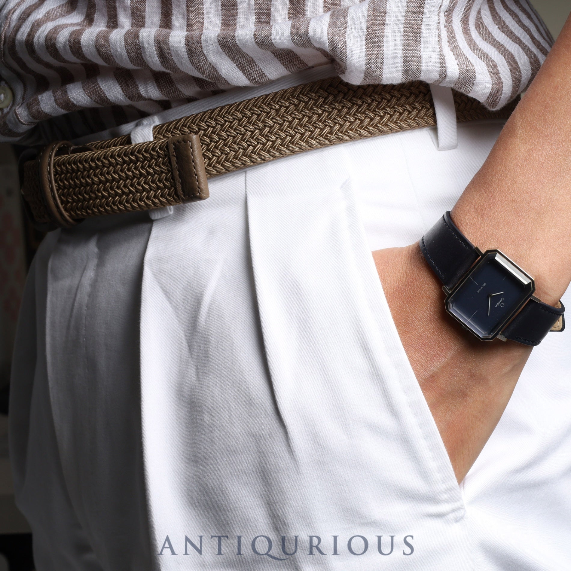 Omega De Ville 5110379 Manual winding SS Leather Genuine buckle (SS) Navy dial Overhauled