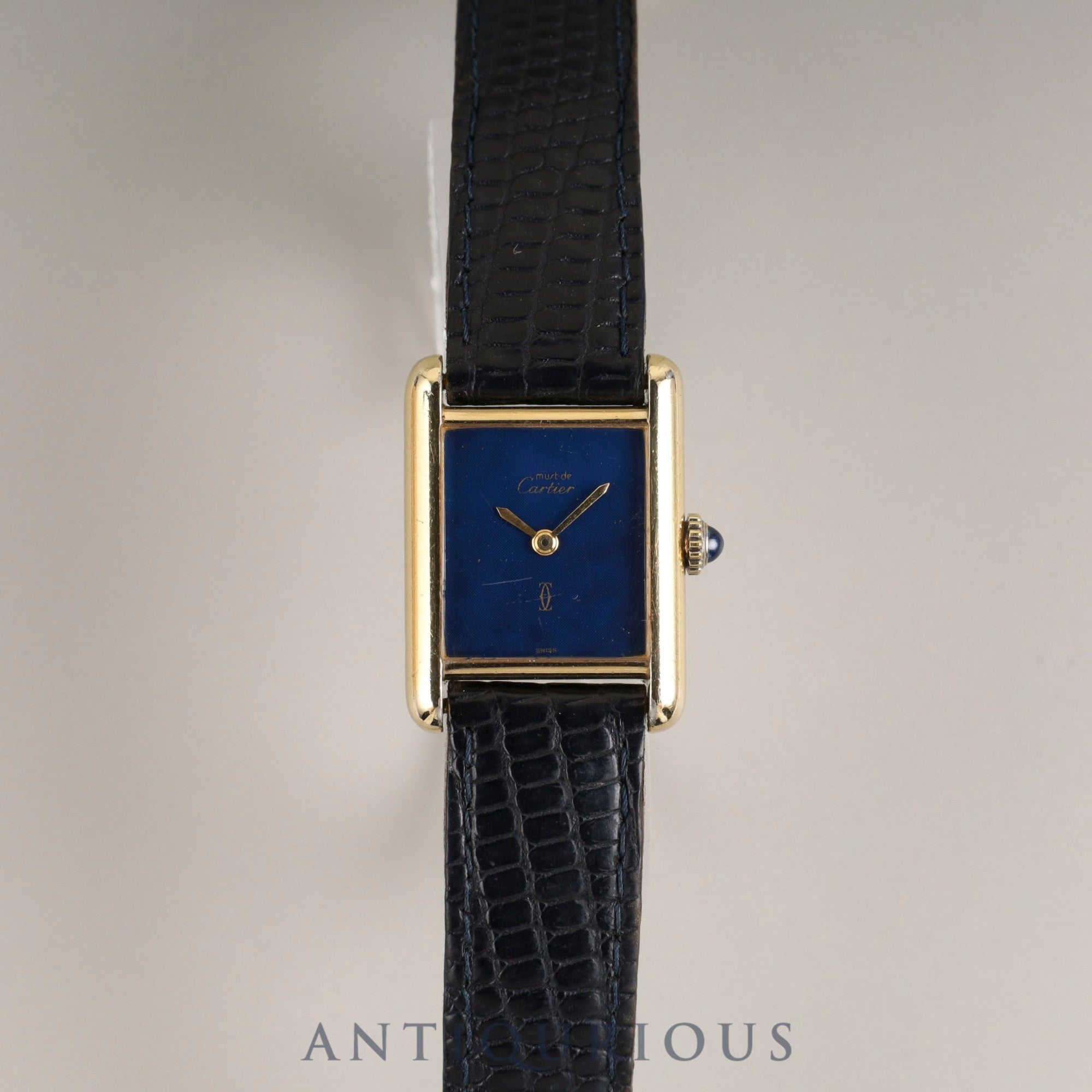 カルティエ マストタンク SM 手巻き Cal.78-1 SV925 純正革ベルト 純正尾錠(GP)ラピスラズリ文字盤 オーバーホール済み