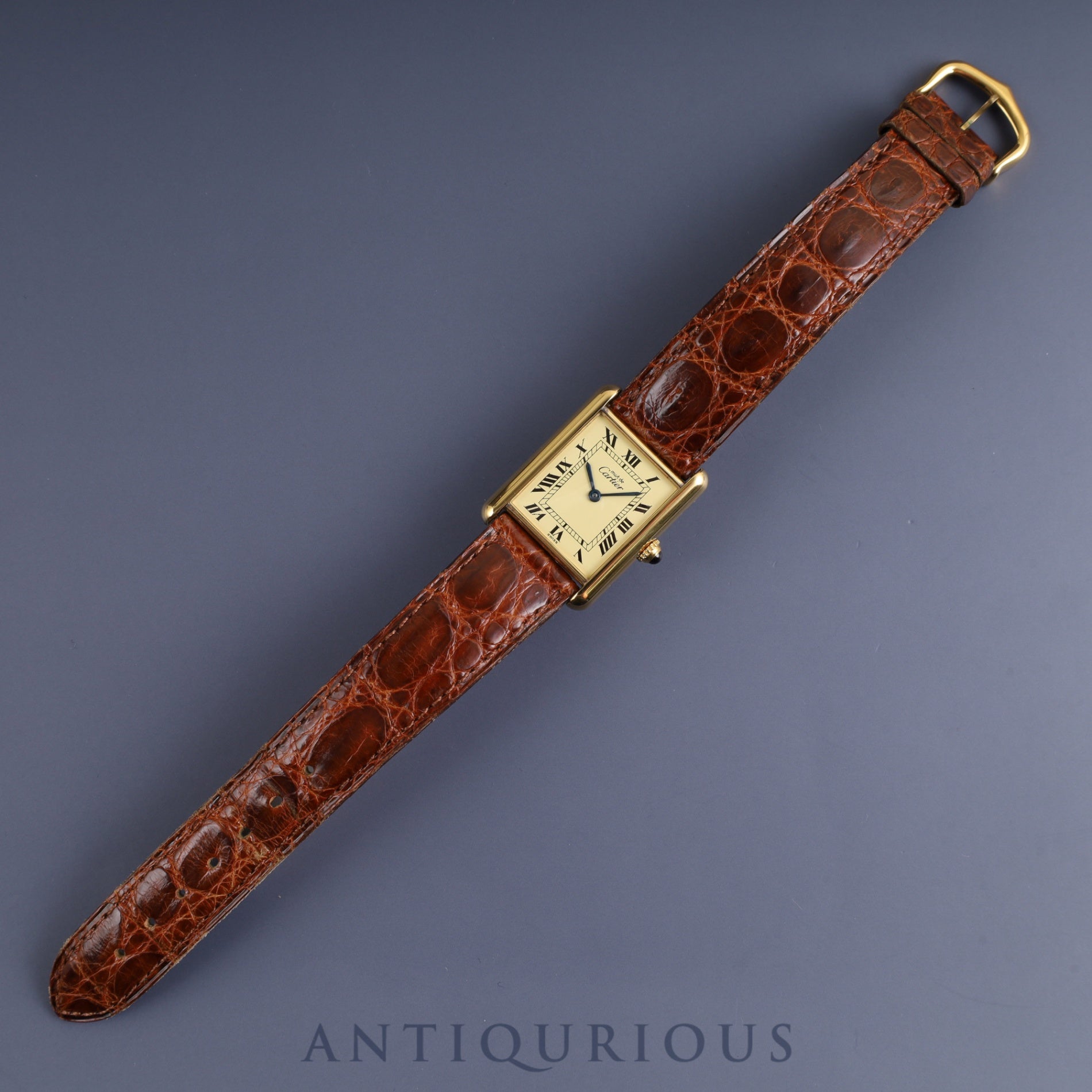 Cartier Must Tank LM 590005 Quartz Cal.90 SV925 Genuine leather strap Genuine buckle (GP) Ivory Roman dial Warranty (1989) Overhauled