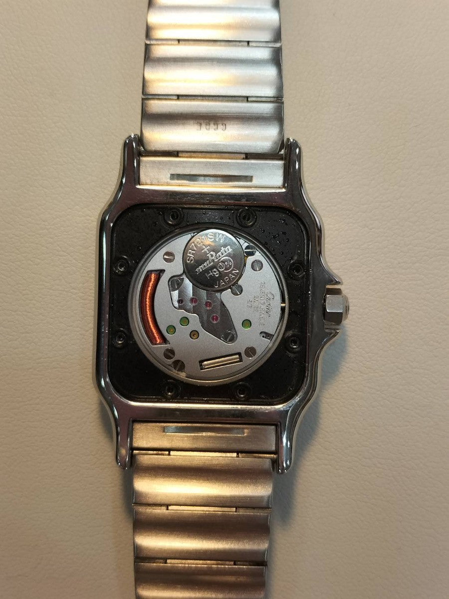 Cartier Santos Galbee LM W20025D6 / 1564 Quartz Cal.87 Stainless Steel Ivory with Silver Roman Dial Overhauled