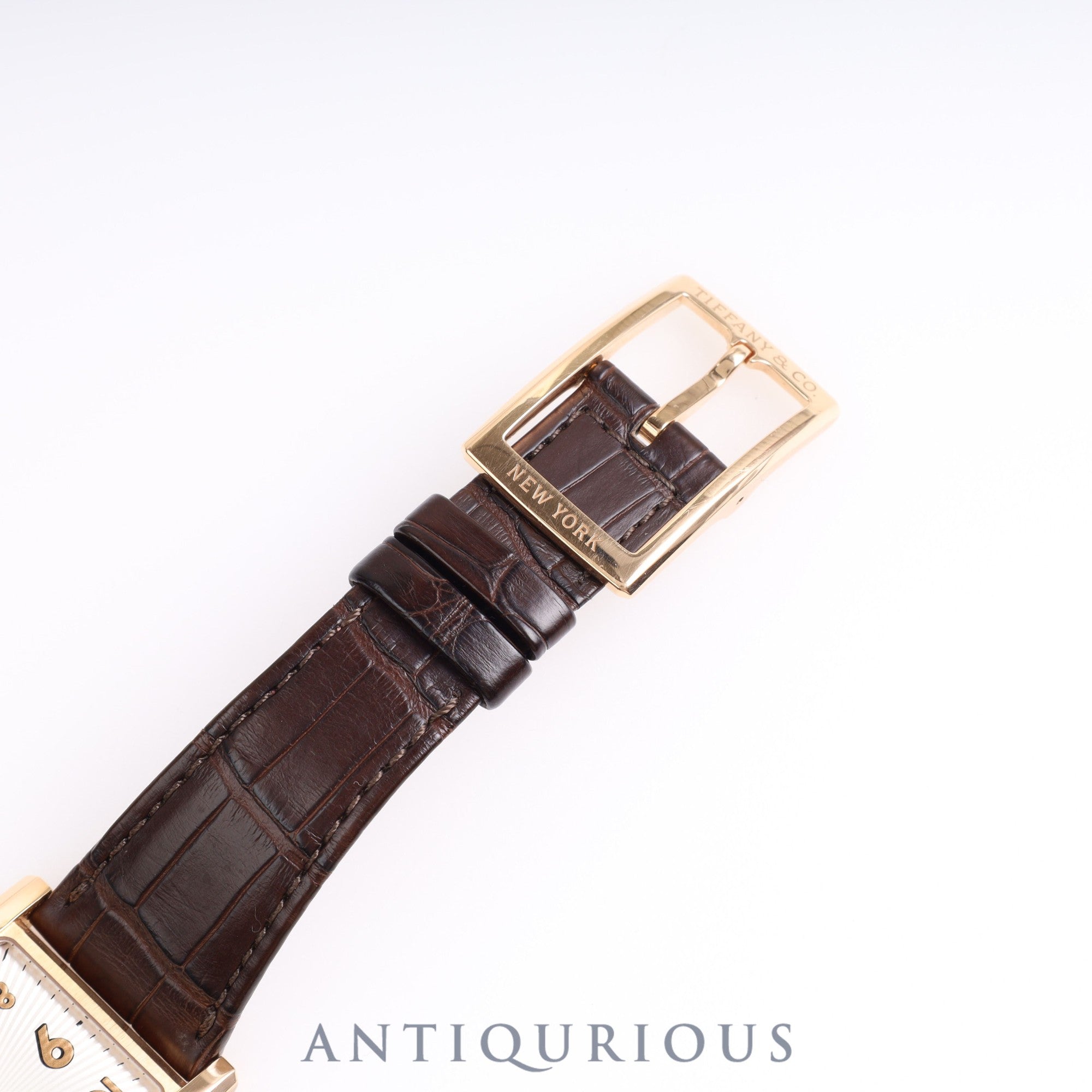 Tiffany East West Automatic PG Leather Silver Dial