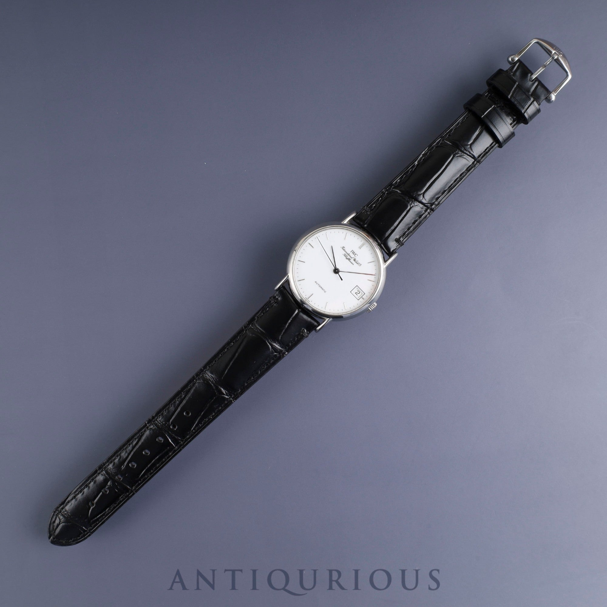 IWC Portofino IW351320 Automatic Caliber 37521 Stainless Steel Leather Strap with Genuine Stainless Steel Buckle, White Dial, Warranty Card, Overhauled