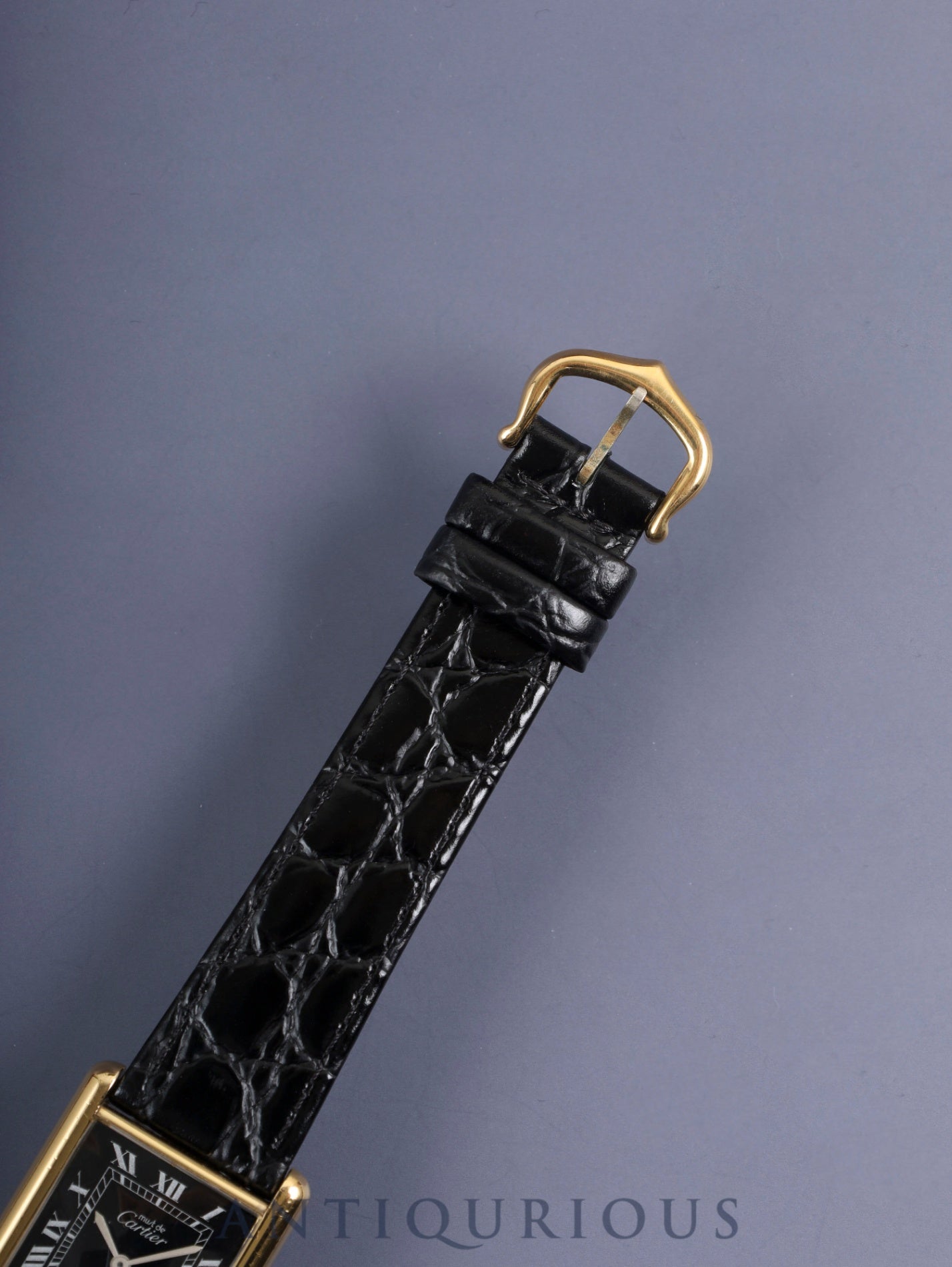 Cartier Must Tank LM Manual Winding Cal. 78-1 SV925 Leather Genuine Buckle (GP) Black Roman Dial Warranty Overhauled