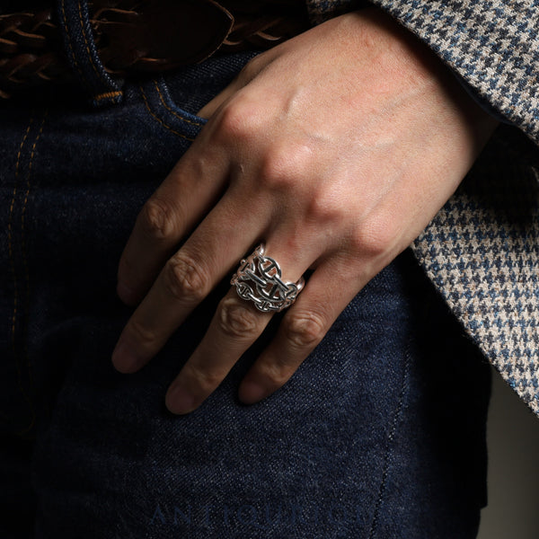 Hermes Ring Chaine d'Ancre Ancienne GM SV925 #55 Box Warranty (2024) 23 years engraved