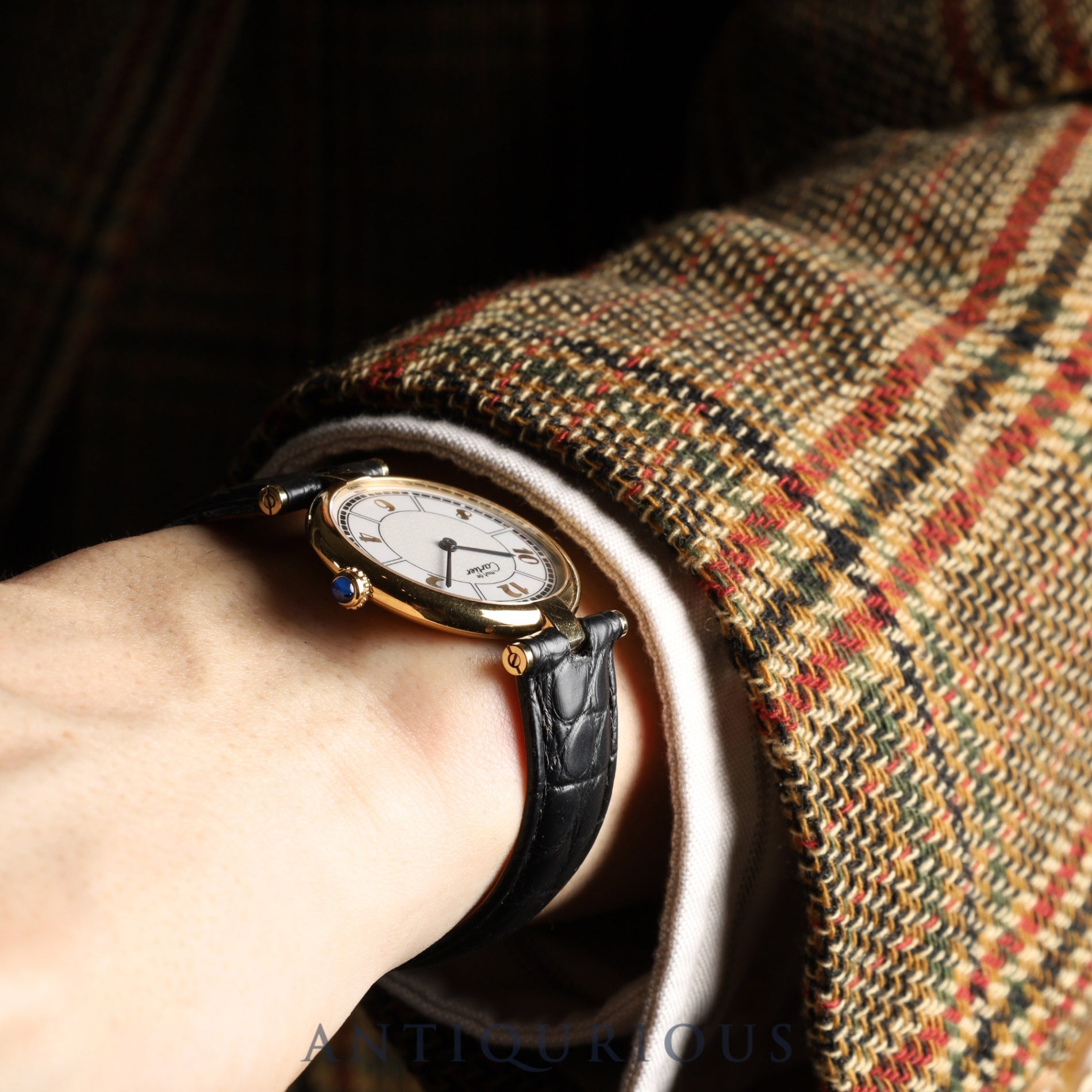 カルティエ マスト ヴァンドーム VLC LM W1009754 / 1861 クォーツ Cal.90 SV925 革 純正Dバックル(GP)飛びアラビア文字盤 オーバーホール済み